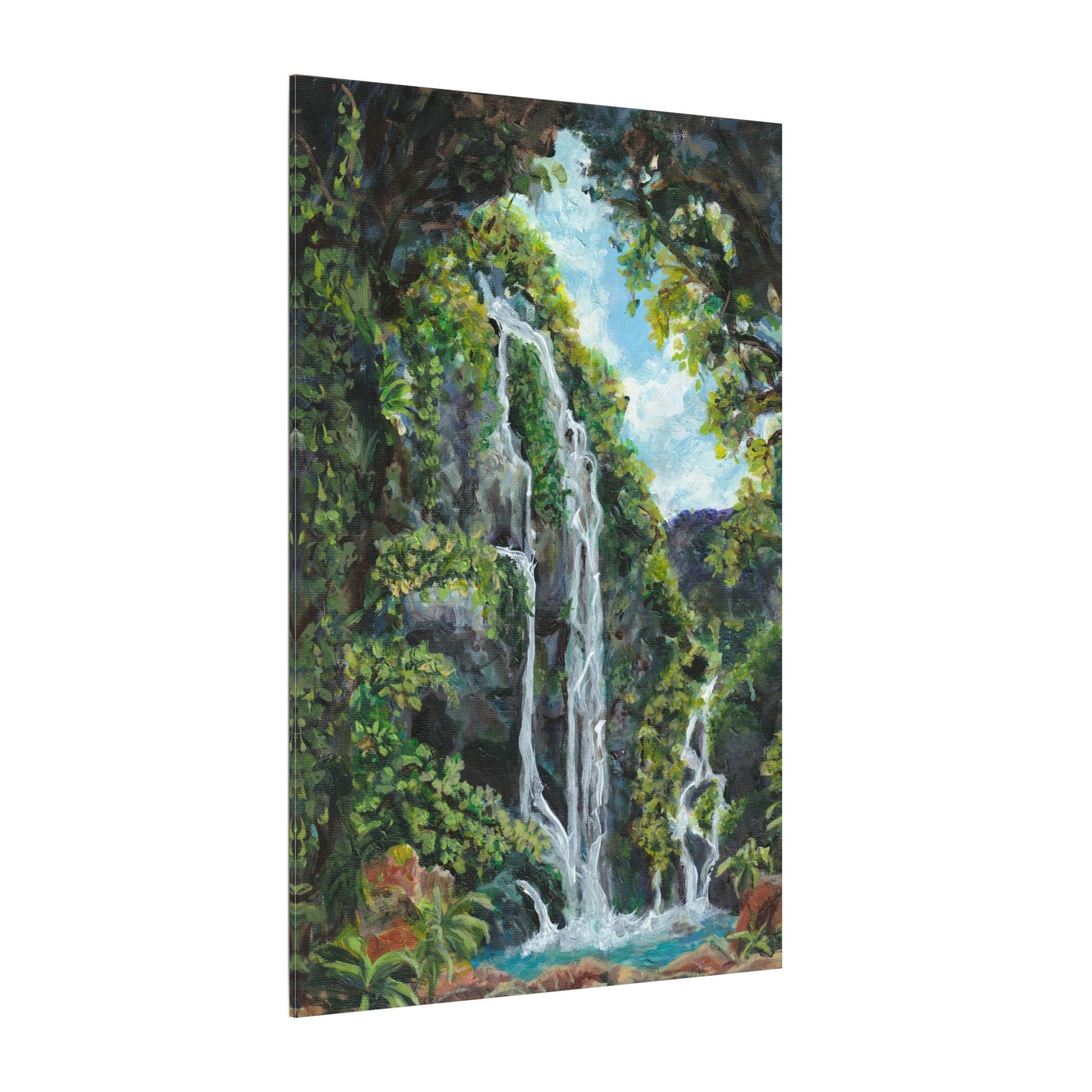Hidden Falls Canvas Wall Art — Tropical Forest Matte Stretched Print of Original