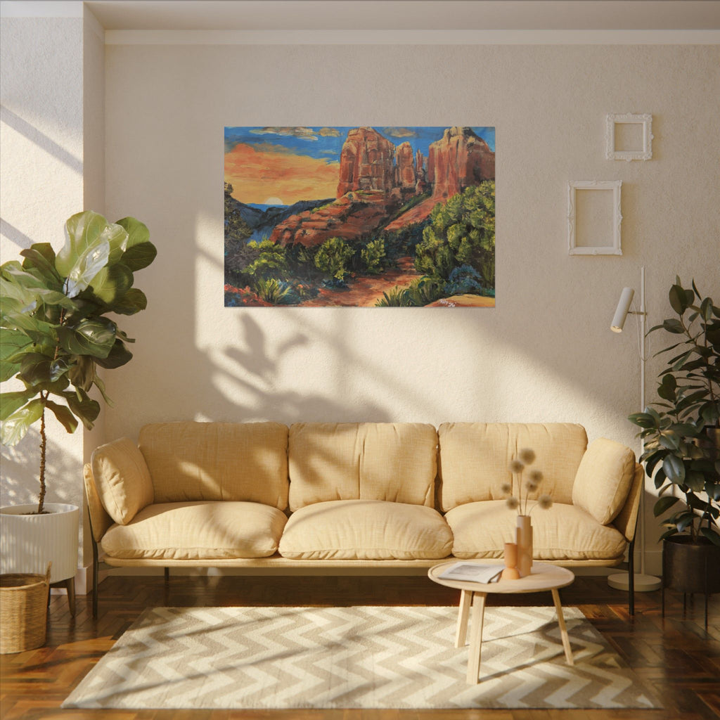 Desert Path Landscape Matte Canvas Wall Art Print of Original– Stretched Scenic Southwestern Sunset