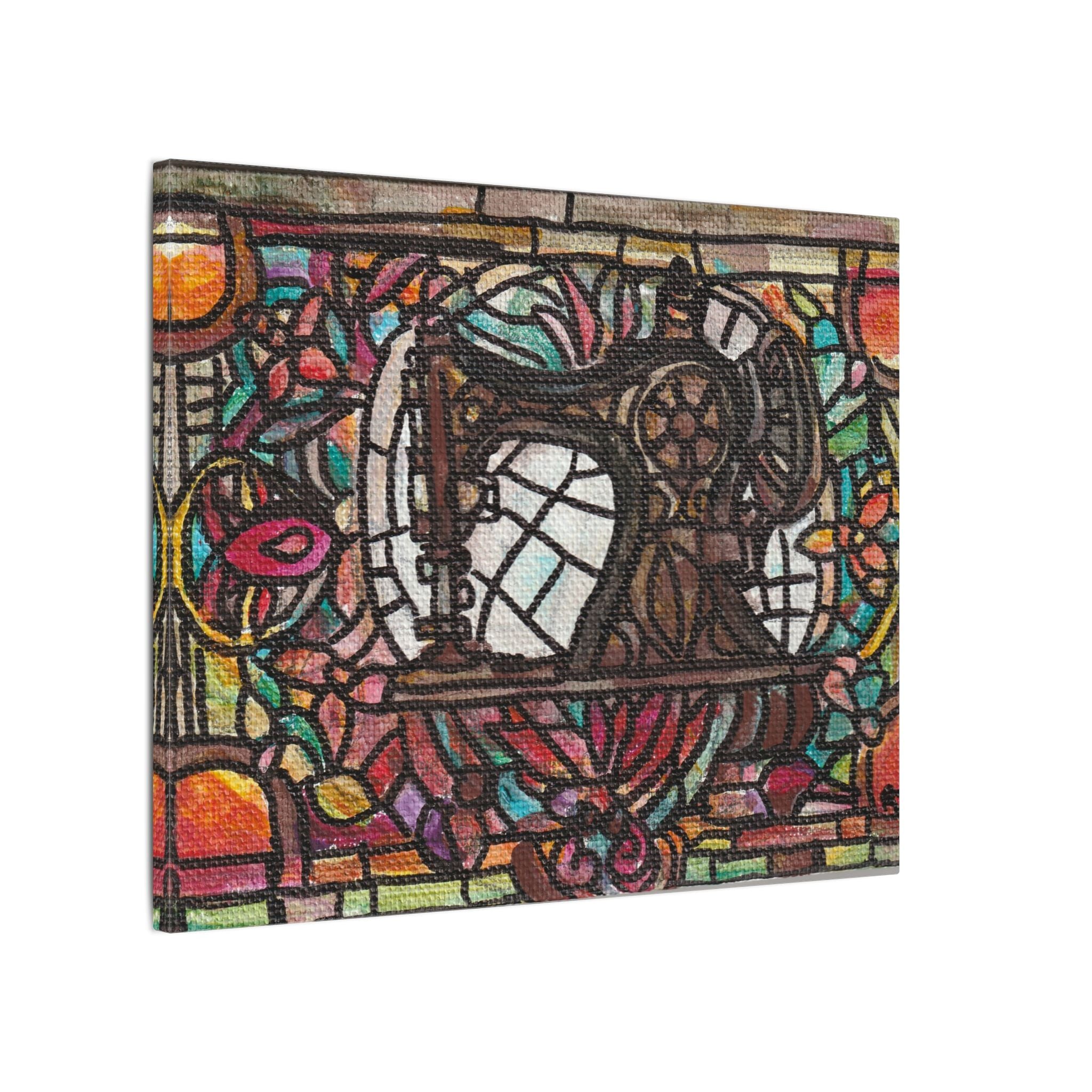 Vintage Sewing Machine Stained-Glass Matte Canvas Print of Original Great Grandma's Sewing Machine
