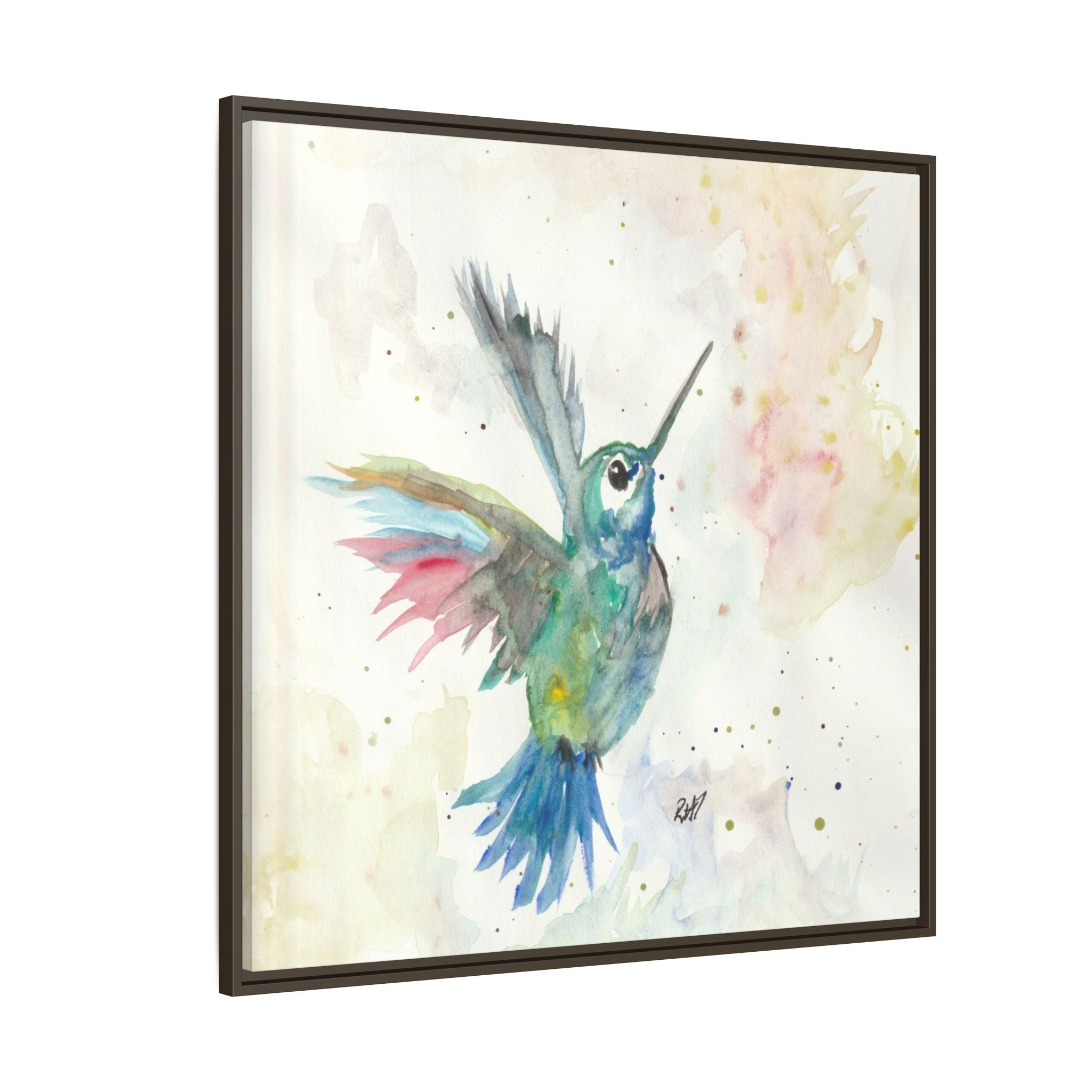 Higher Hummingbird Watercolor Framed Canvas Print of Original — Multicolor Matte Wall Art