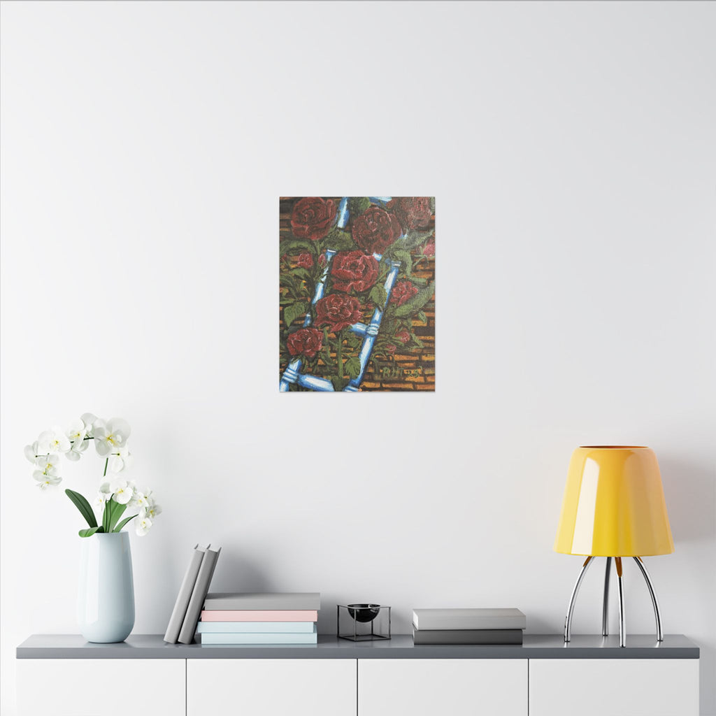 Climbing Roses Canvas Wall Art Print of Original- Stretched Matte Floral Painting