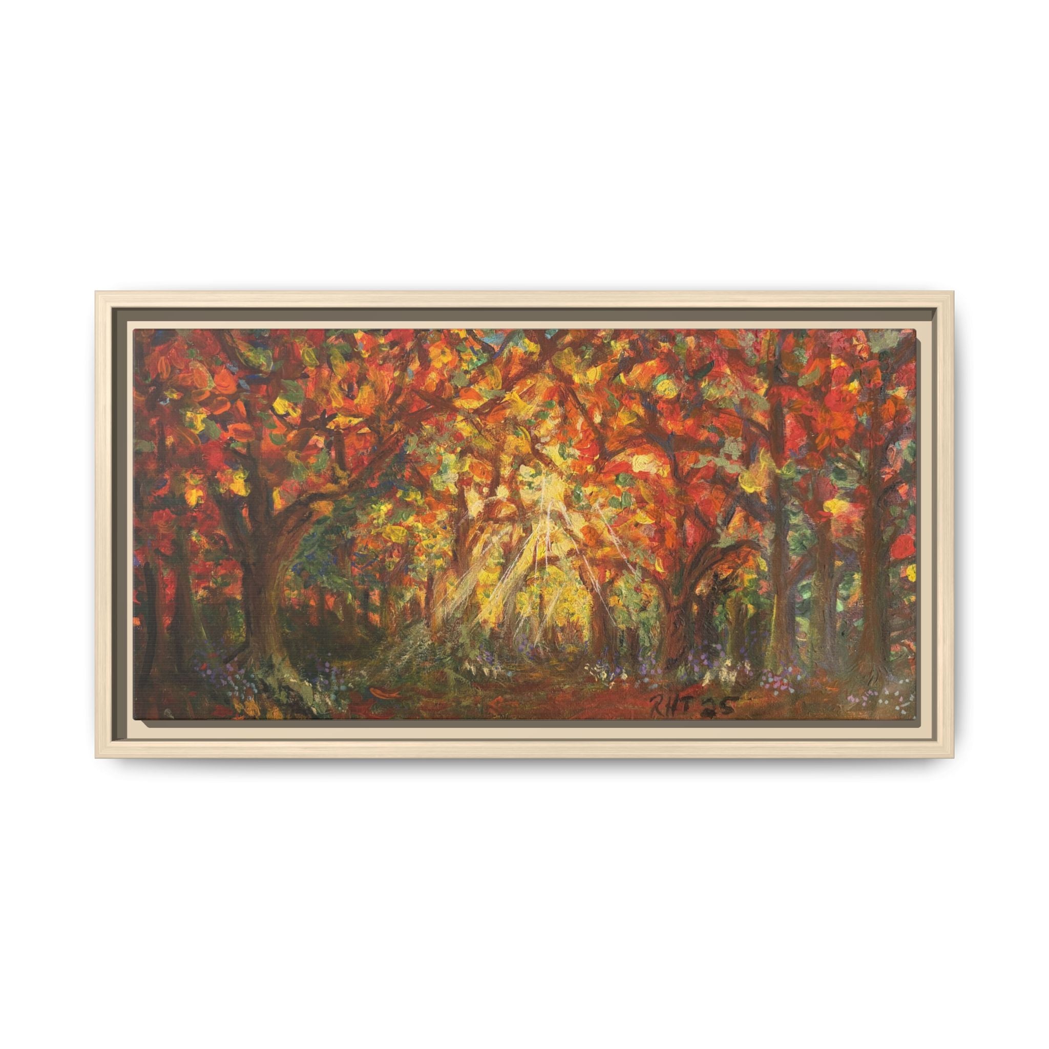 Autumn Grove Framed Canvas Print of Original — Vibrant Fall Forest Wall Art