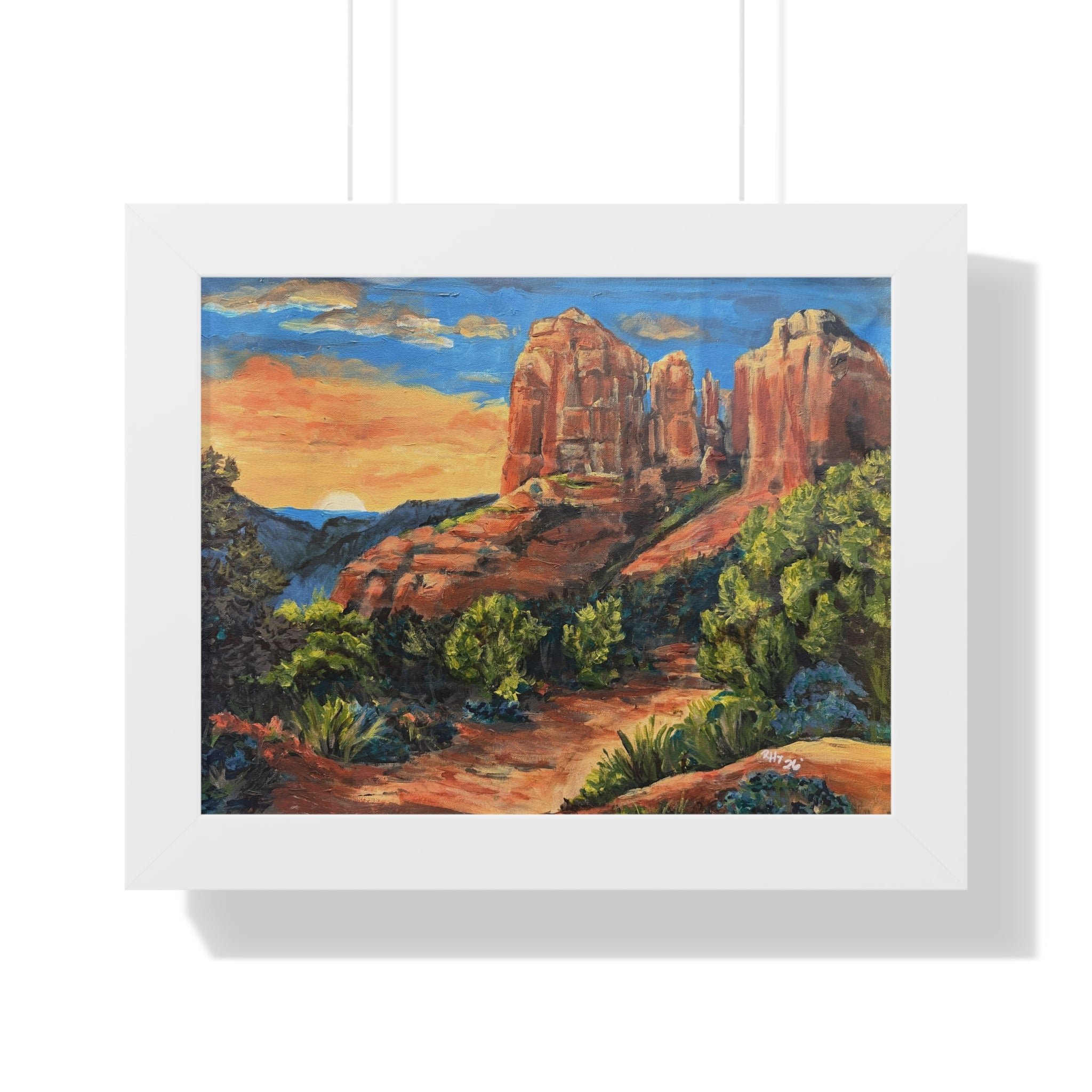 Framed Poster - Sedona Red Rock Landscape Art Print (Horizontal)