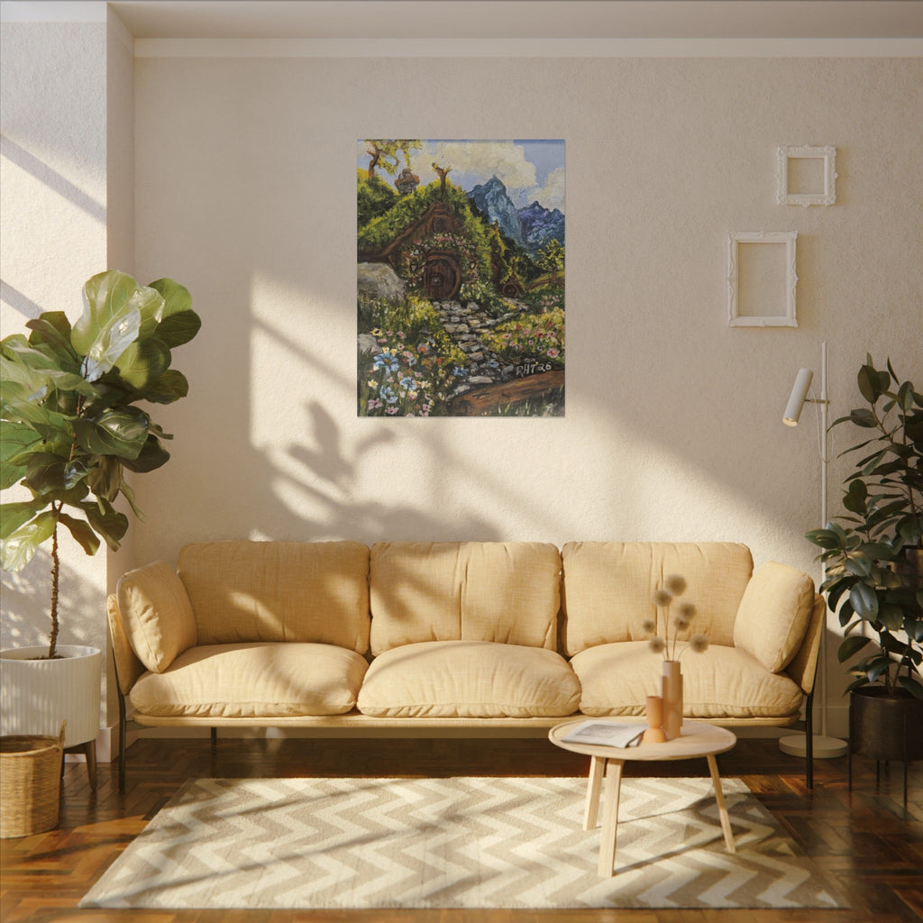 Home On The Shire Matte Canvas Wall Art — Fantasy Landscape Stretched Print of Original