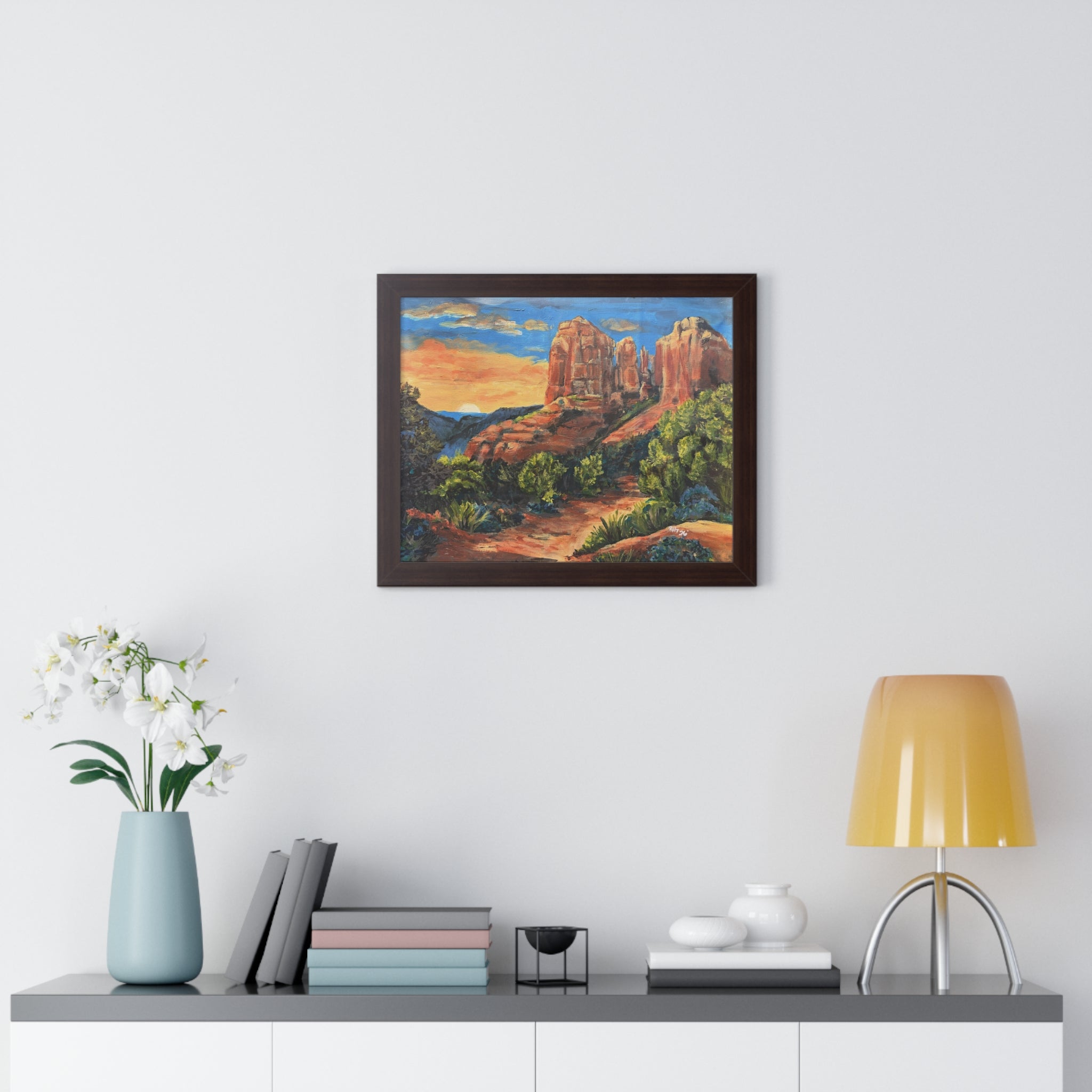 Framed Poster - Sedona Red Rock Landscape Art Print (Horizontal)