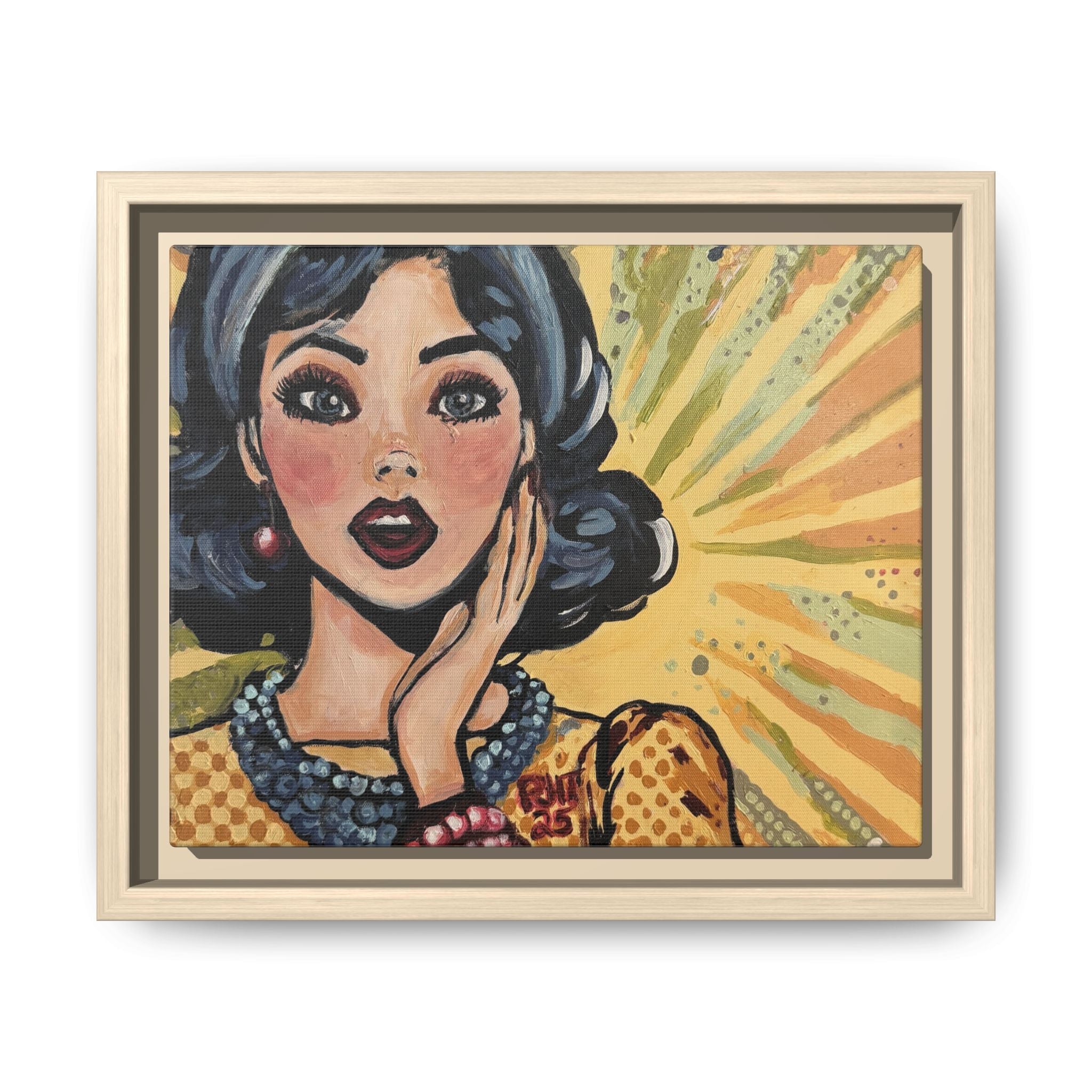 Pop Art Surprise Framed Canvas Print of Original "OMG"