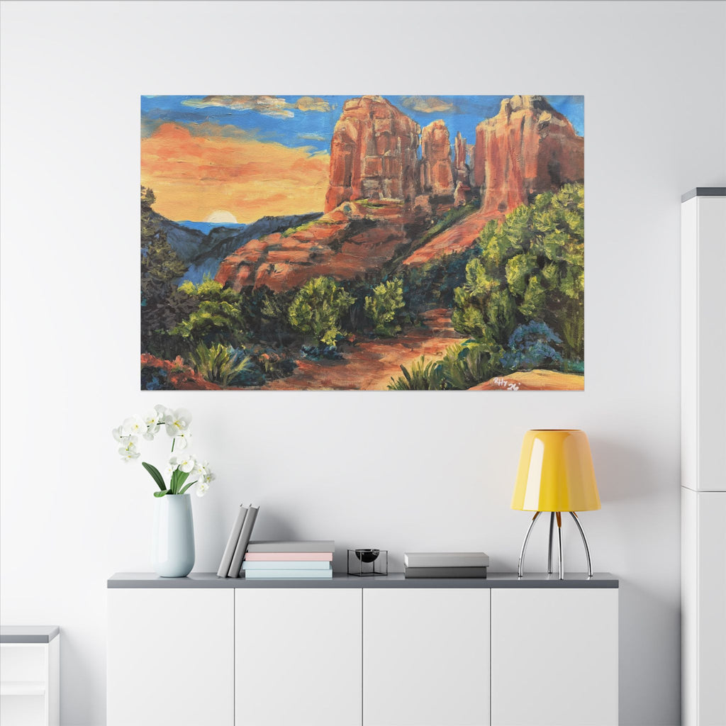 Desert Path Landscape Matte Canvas Wall Art Print of Original– Stretched Scenic Southwestern Sunset