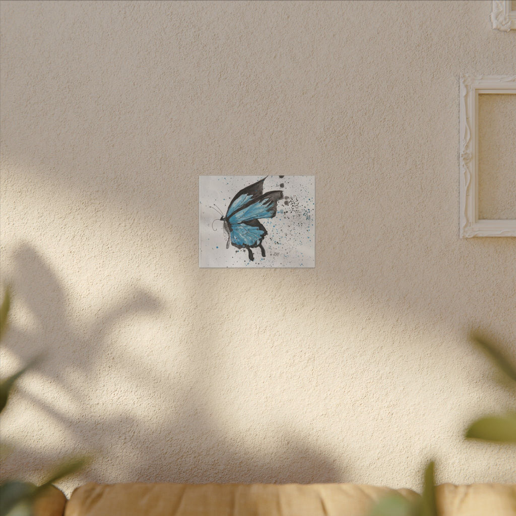 Blue Watercolor Butterfly Canvas Print — Stretched Matte Wall Art