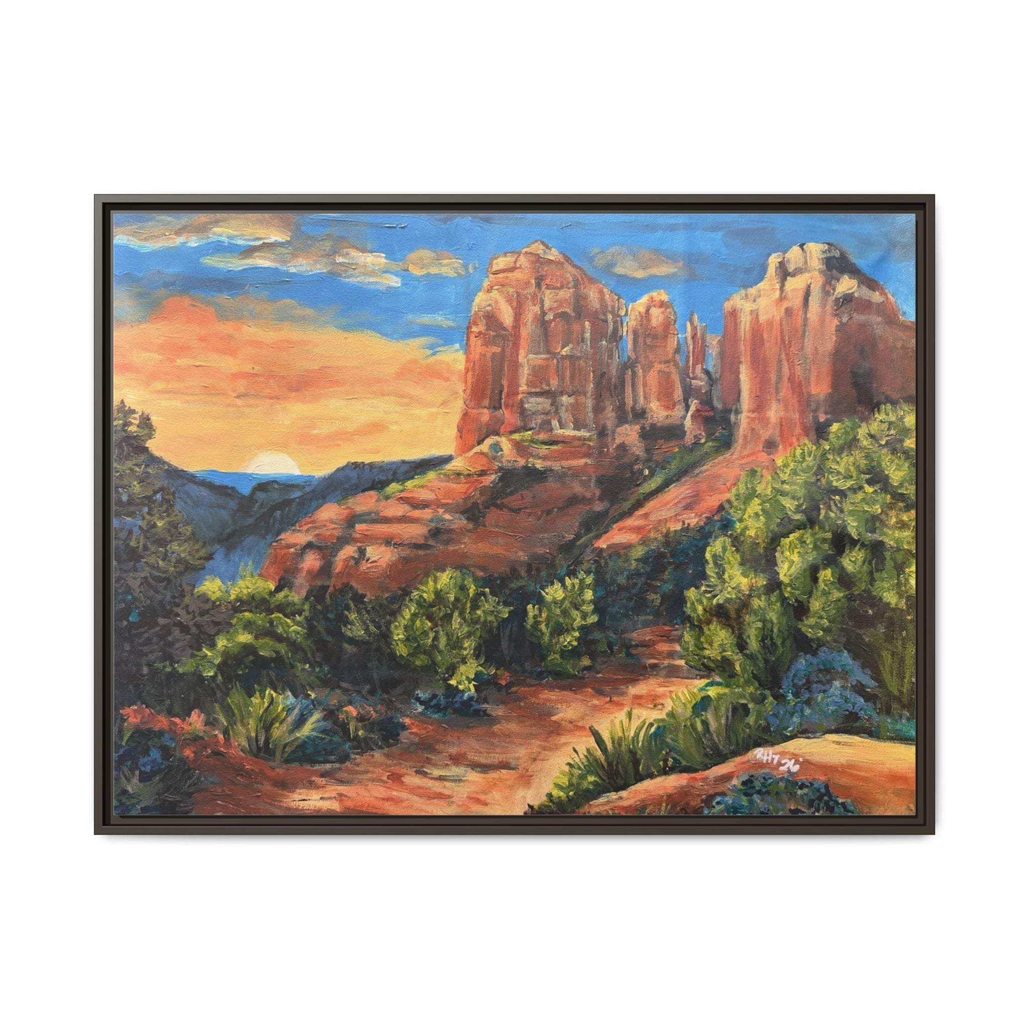 Framed Matte Canvas Desert Path Landscape Wall Art Print of Original