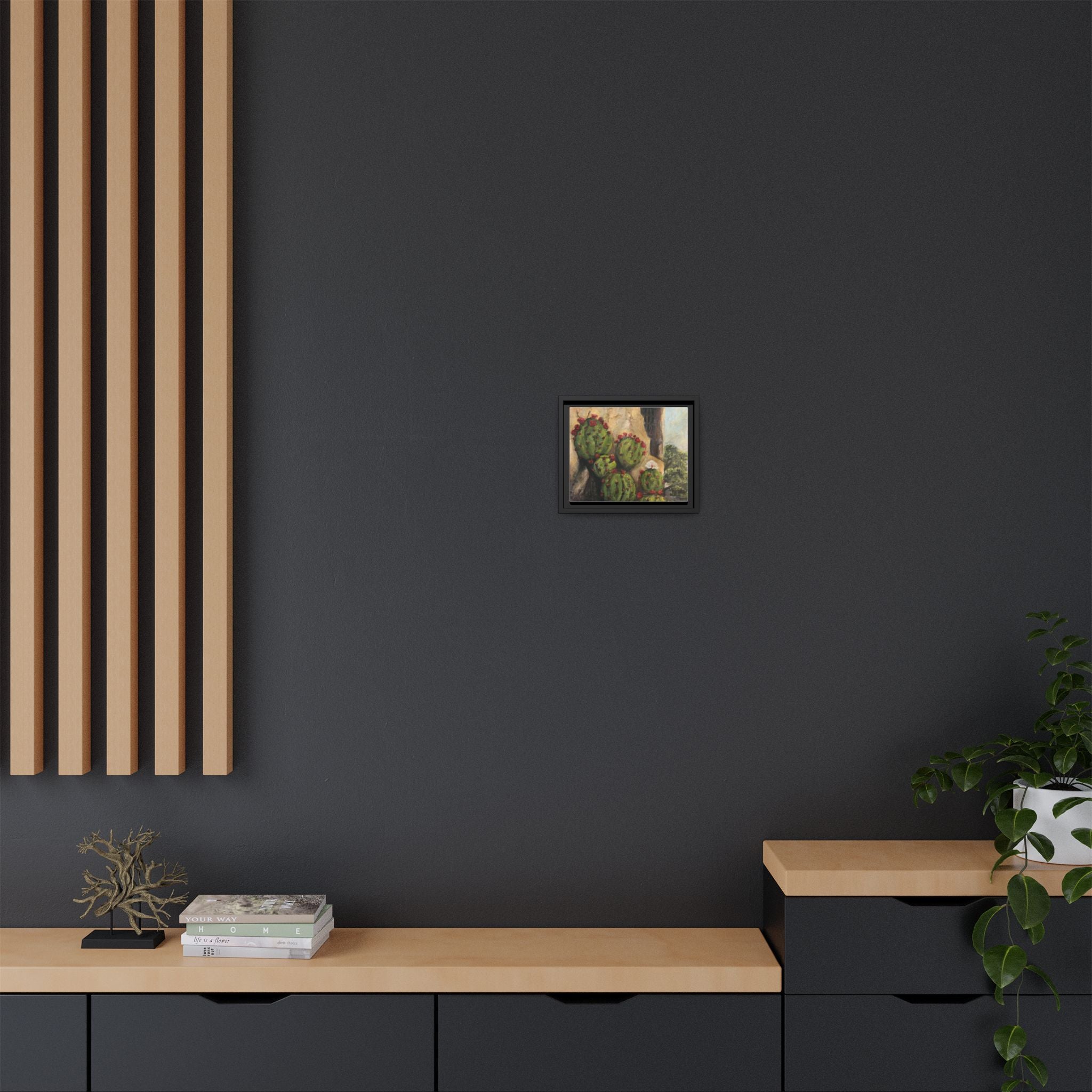 Matte Canvas Print of Original Desert Bloom, Framed (Multi-color)