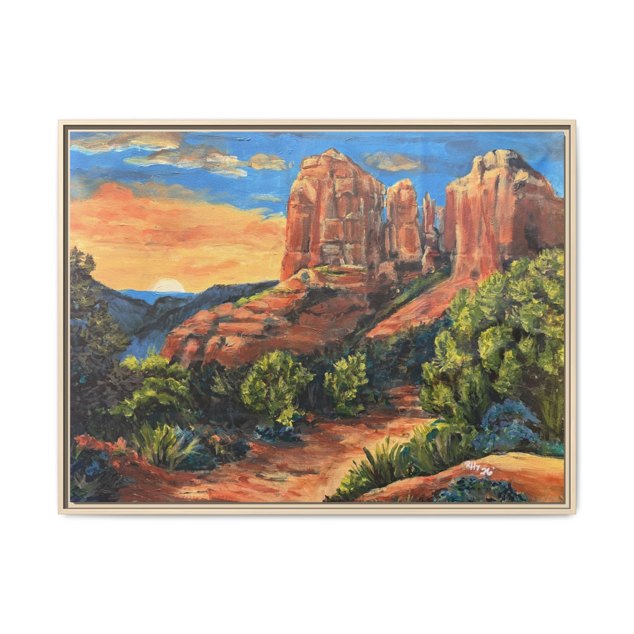 Framed Matte Canvas Desert Path Landscape Wall Art Print of Original