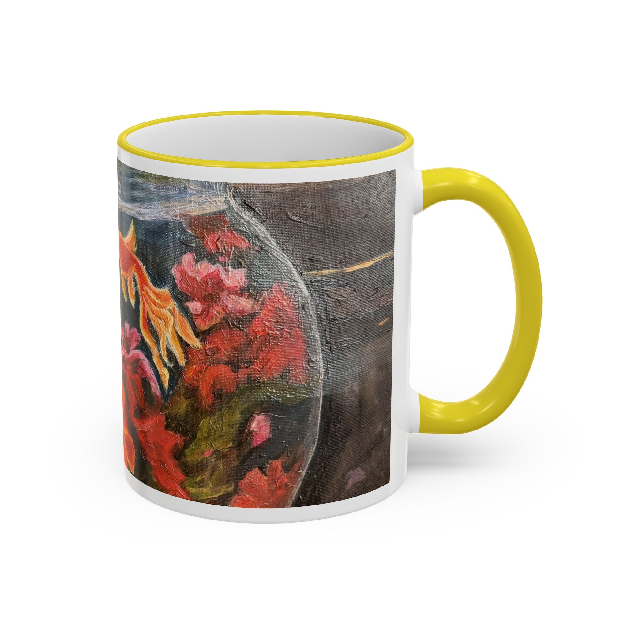 Koi Pond Accent Rim Mug – Artistic Goldfish Ceramic Coffee Cup (11oz/15oz)