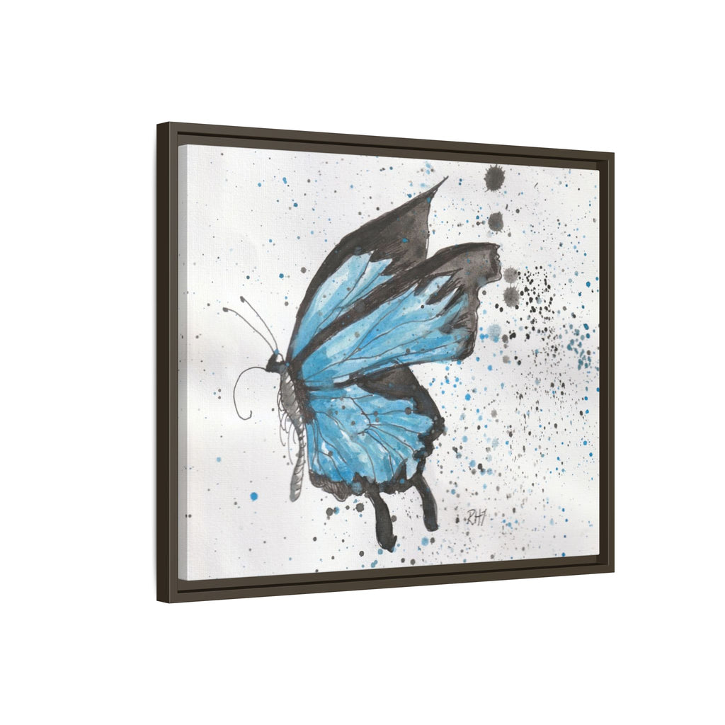 Blue Watercolor Butterfly Matte Canvas Print (Framed)