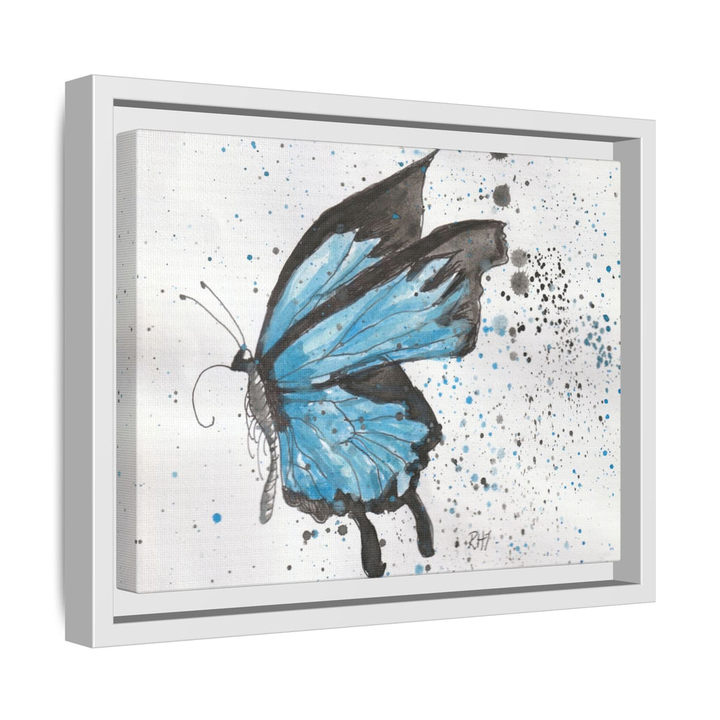 Blue Watercolor Butterfly Matte Canvas Print (Framed)