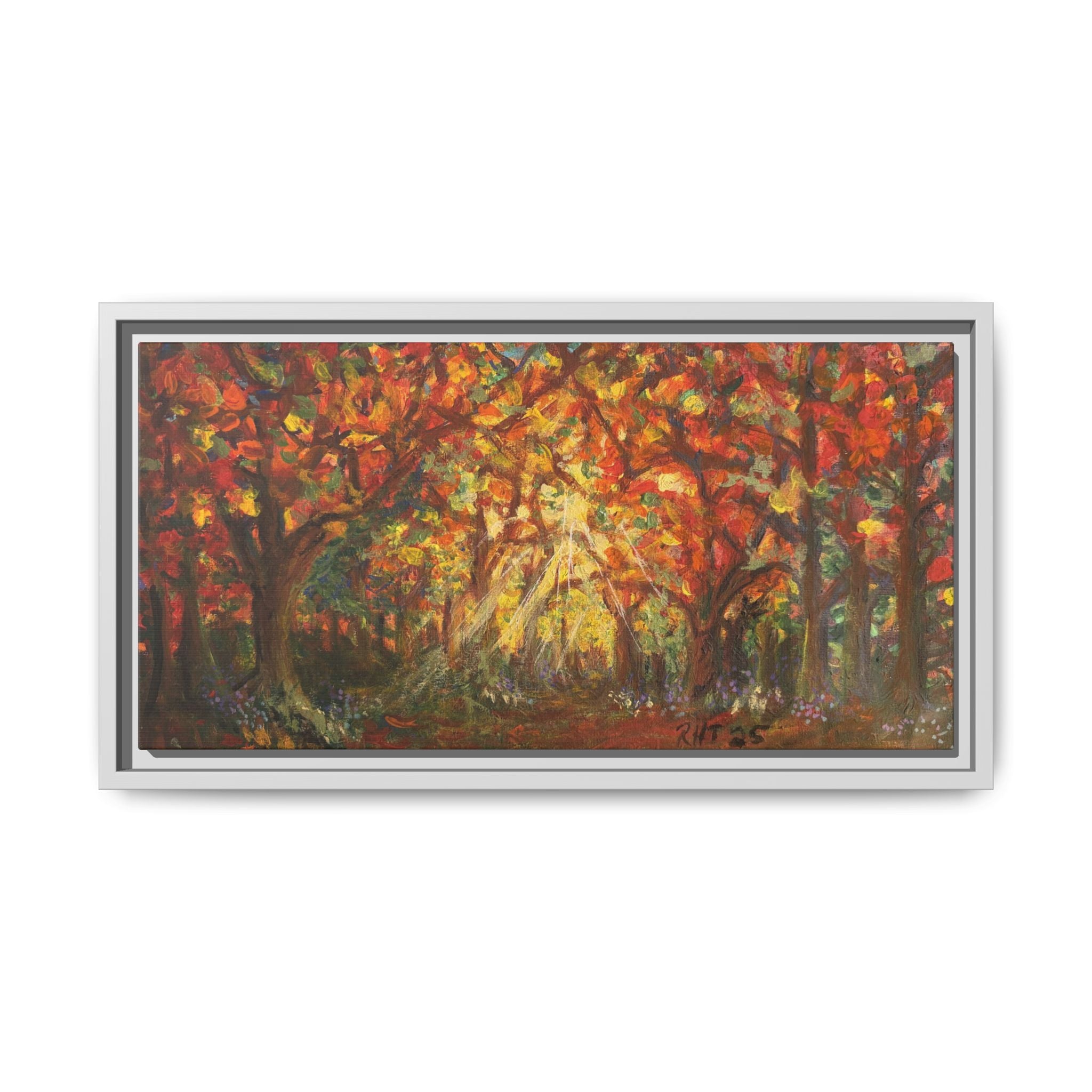 Autumn Grove Framed Canvas Print of Original — Vibrant Fall Forest Wall Art