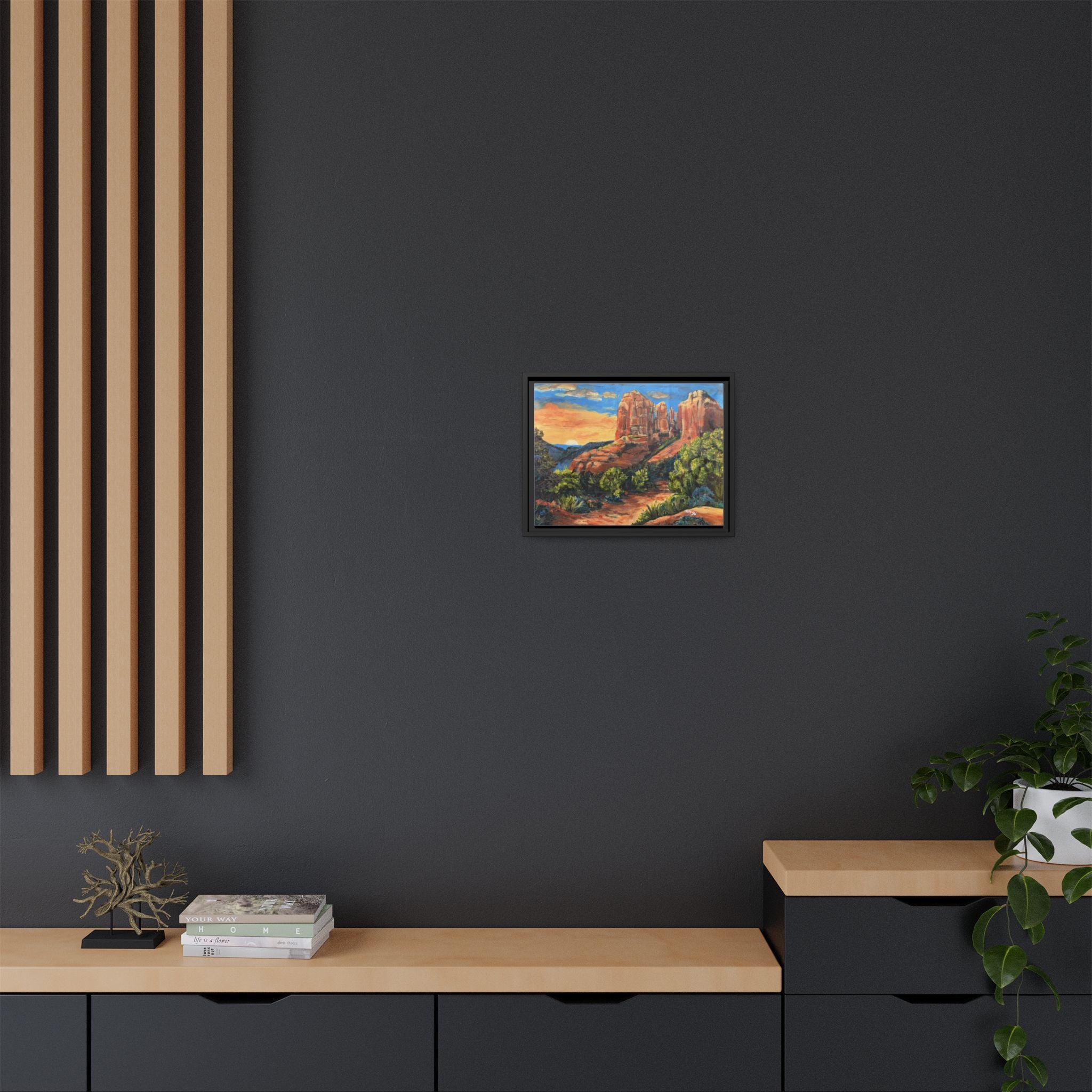 Framed Matte Canvas Desert Path Landscape Wall Art Print of Original