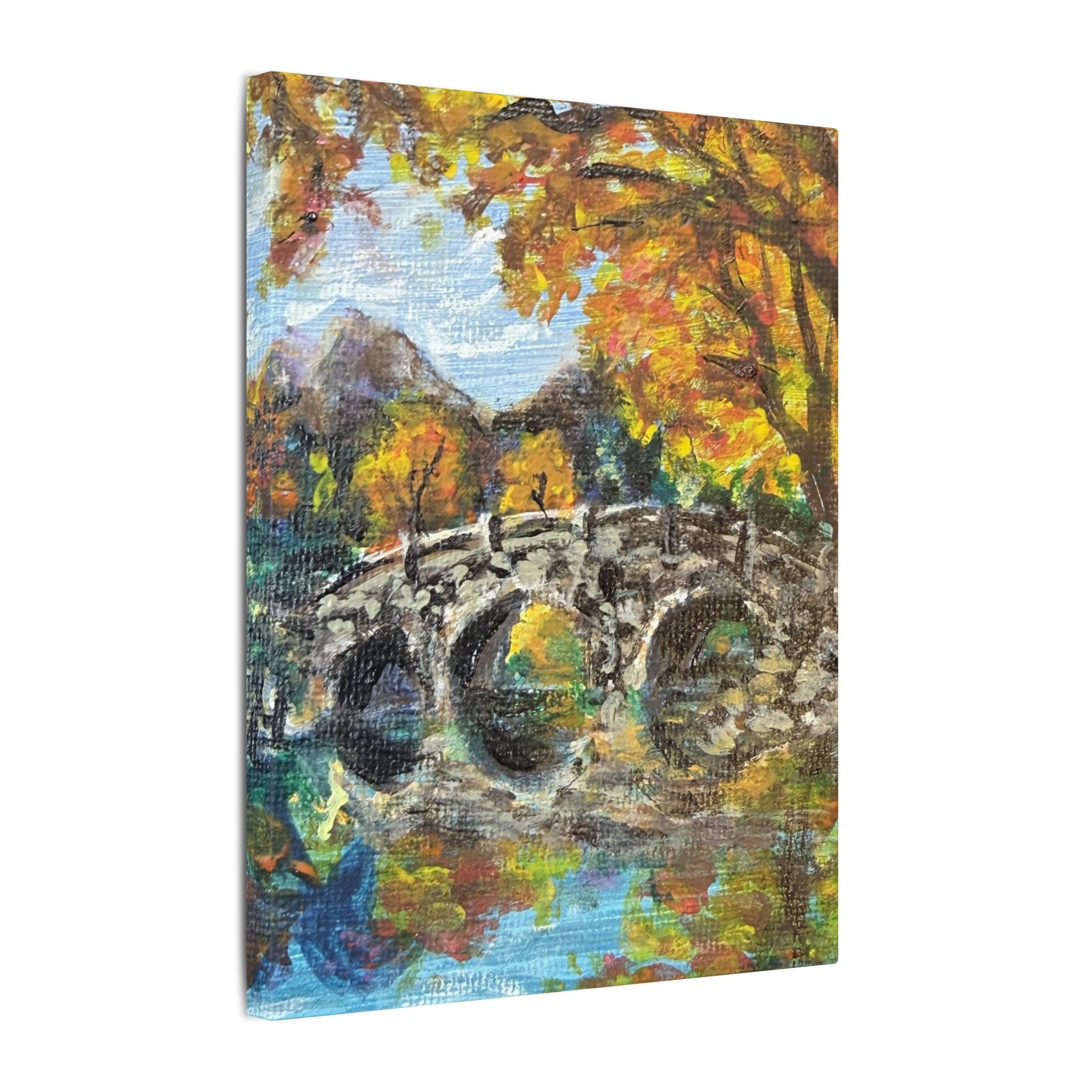 Autumn Bridge Canvas Print of Original  — Fall Landscape Wall Art