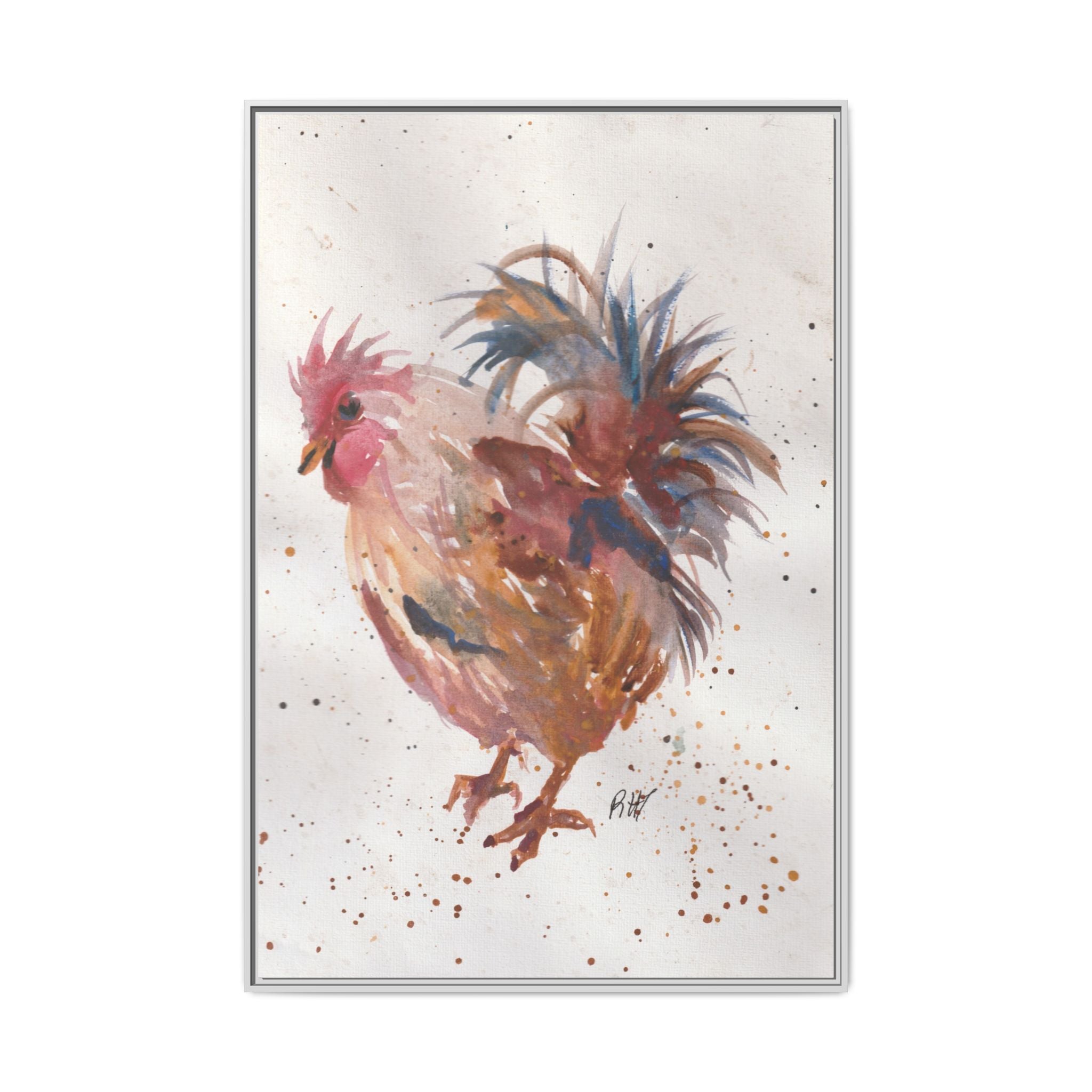 Watercolor Matte Canvas Print of Original Henrietta — Framed Farmhouse Wall Art