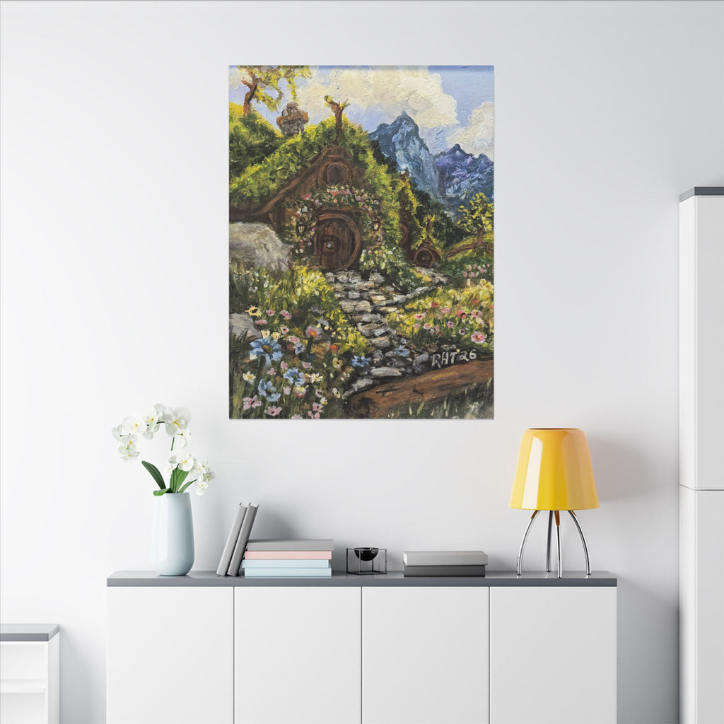 Home On The Shire Matte Canvas Wall Art — Fantasy Landscape Stretched Print of Original