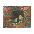 Canvas Wall Art Print of Original Nesting- Vintage Robins Nest with Roses Painting (Matte Stretched)