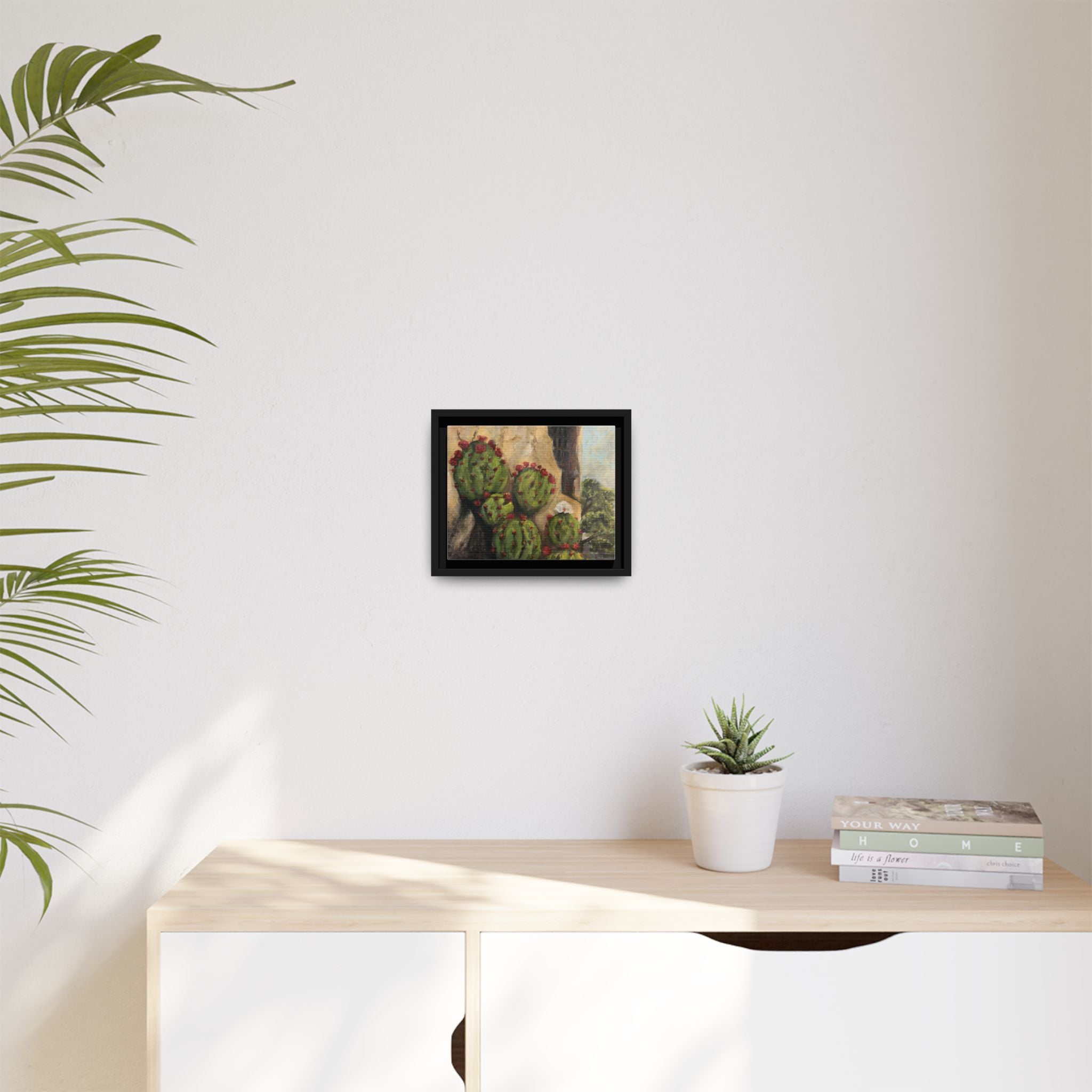 Matte Canvas Print of Original Desert Bloom, Framed (Multi-color)