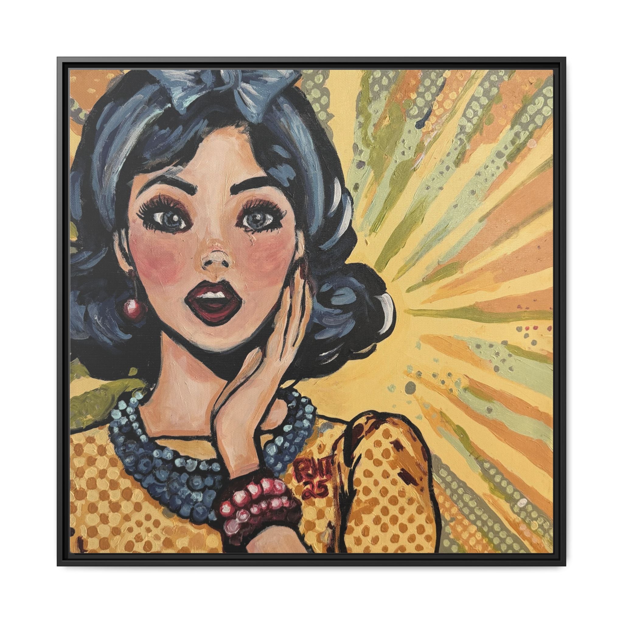 Pop Art Surprise Framed Canvas Print of Original "OMG"