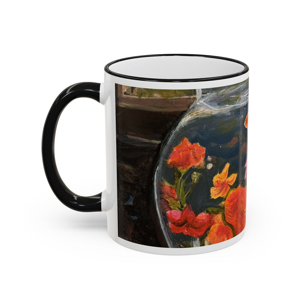 Koi Pond Accent Rim Mug – Artistic Goldfish Ceramic Coffee Cup (11oz/15oz)