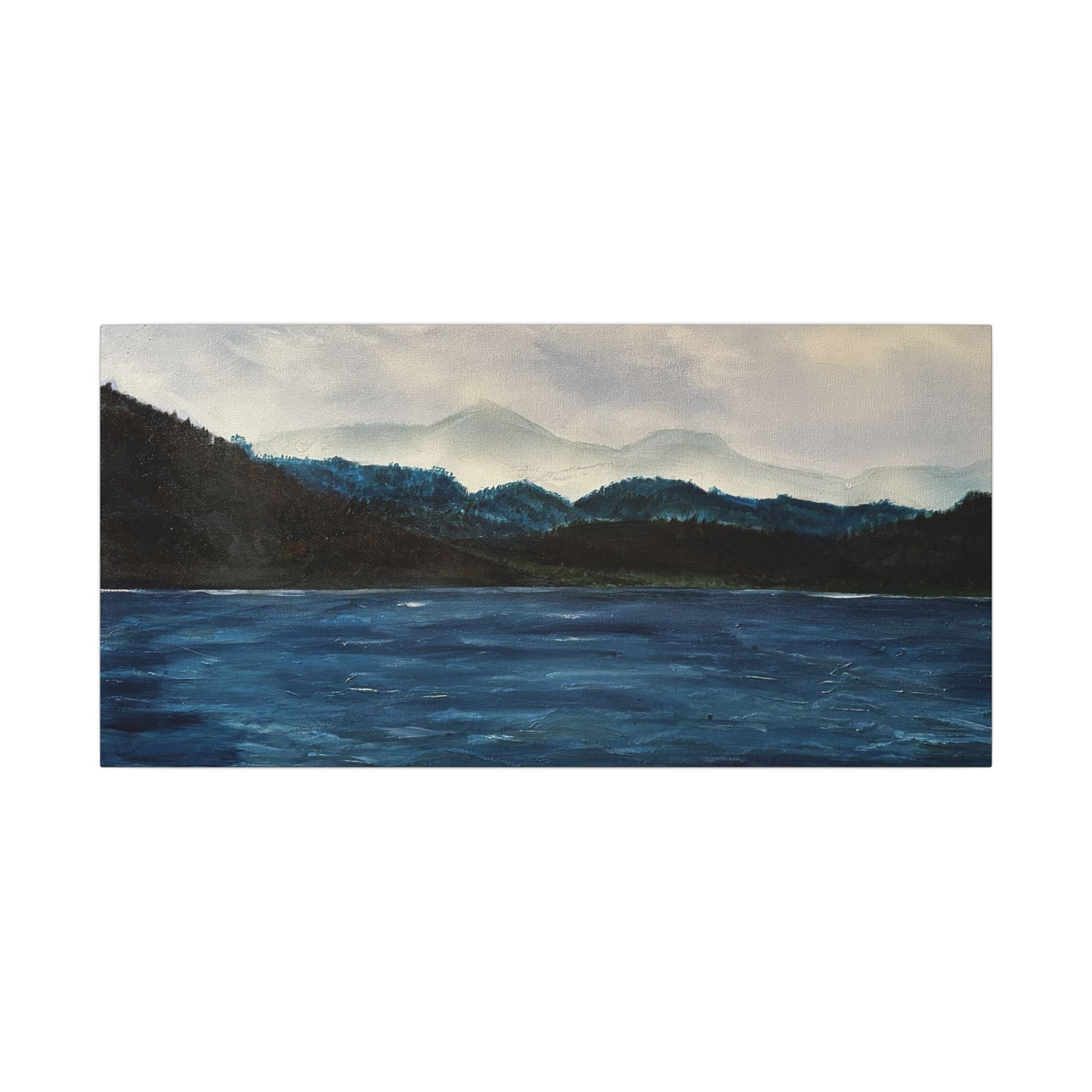 Blue Mountain Lake Canvas Wall Art — Matte Canvas Print of Original Misty Mountain Lake