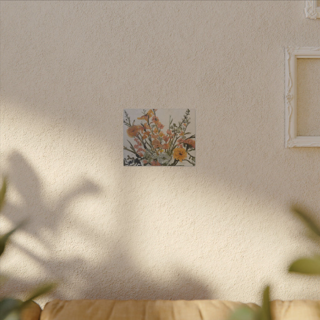 Flowers in Glass Jar Matte Canvas Print of Original— Rustic Cottage Wall Art