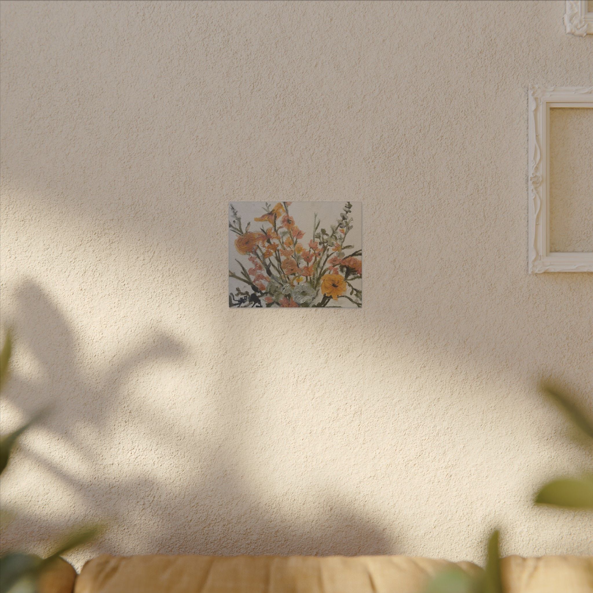 Flowers in Glass Jar Matte Canvas Print of Original— Rustic Cottage Wall Art