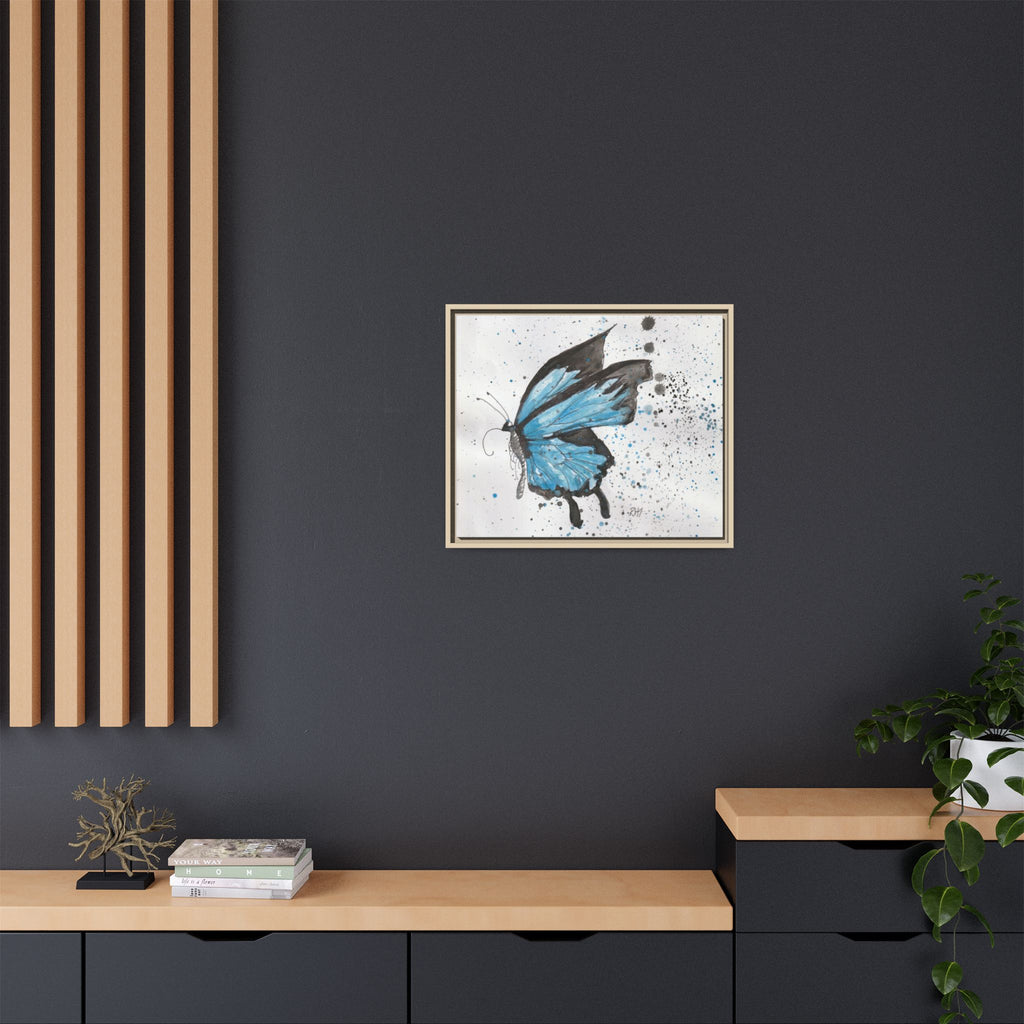 Blue Watercolor Butterfly Matte Canvas Print (Framed)