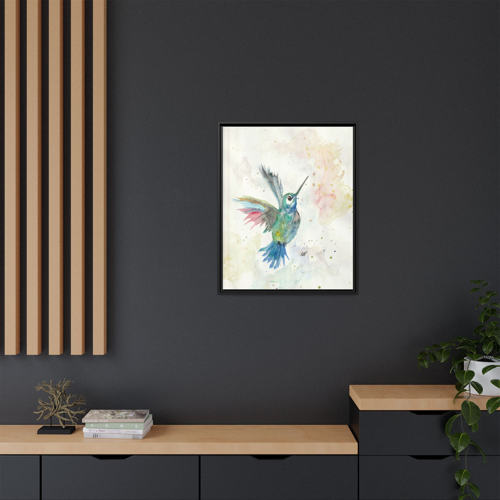 Higher Hummingbird Watercolor Framed Canvas Print of Original — Multicolor Matte Wall Art