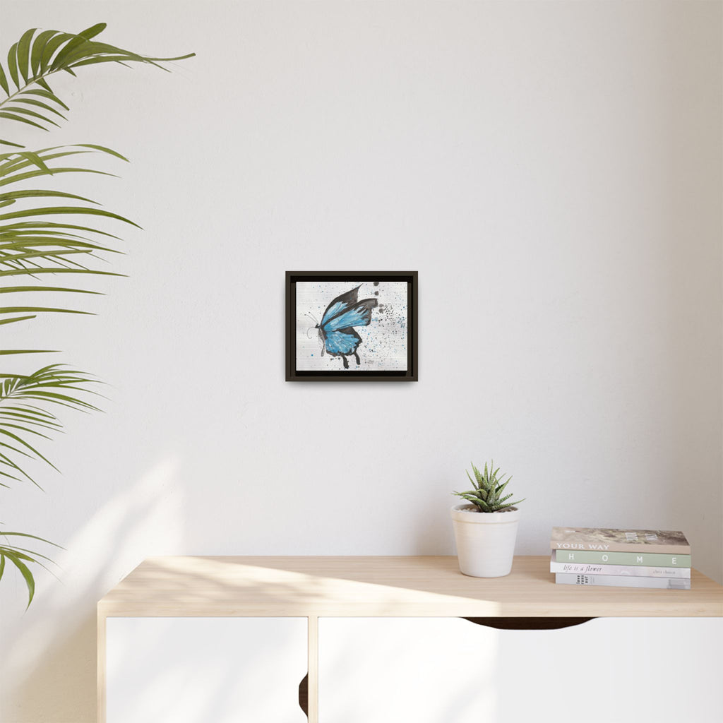 Blue Watercolor Butterfly Matte Canvas Print (Framed)