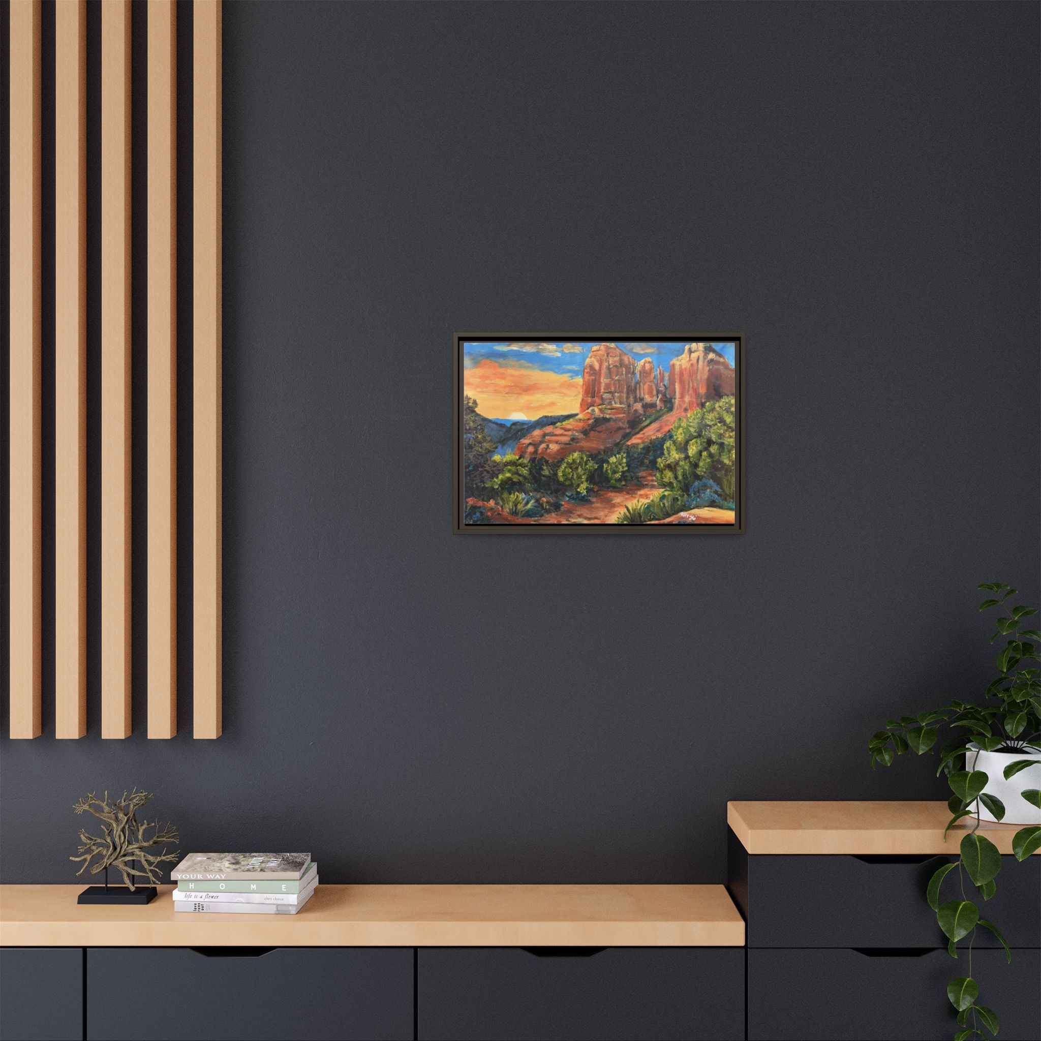 Framed Matte Canvas Desert Path Landscape Wall Art Print of Original