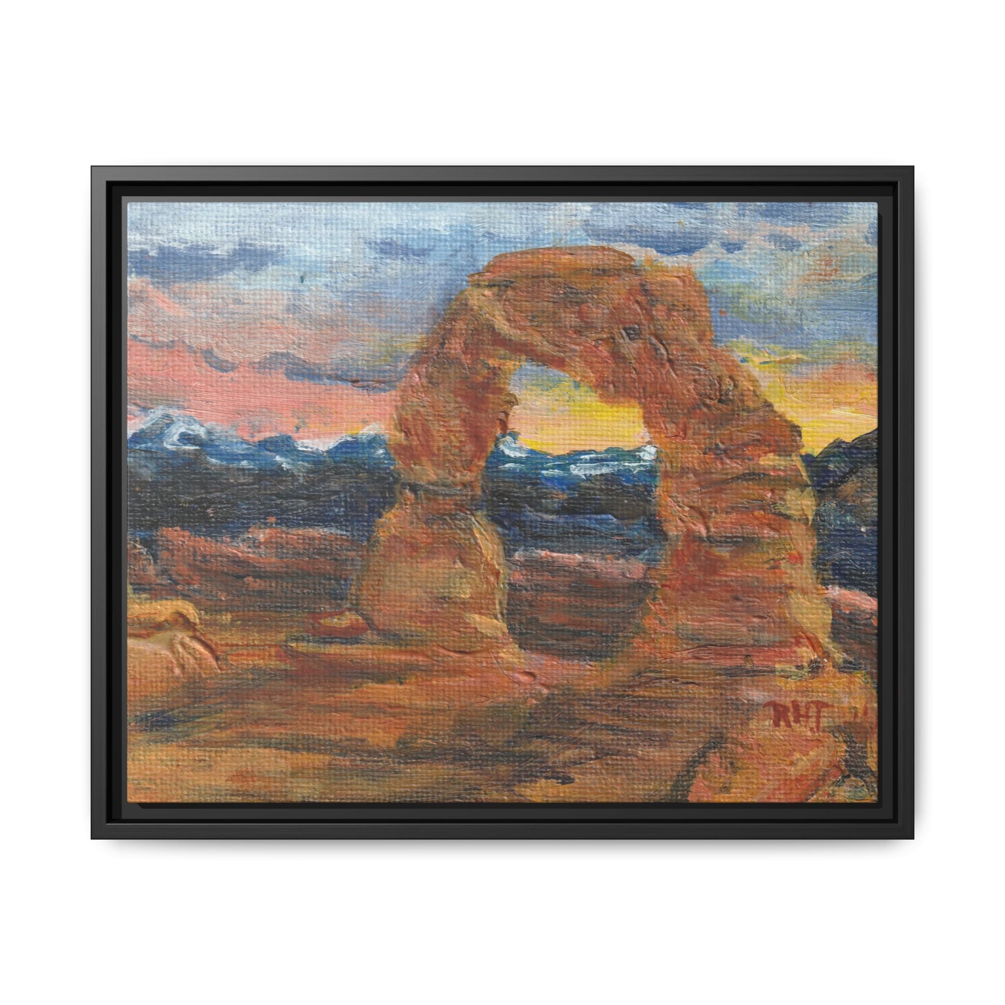 Print of Original Arches - Desert Arch Sunset Matte Canvas Framed Wall Art