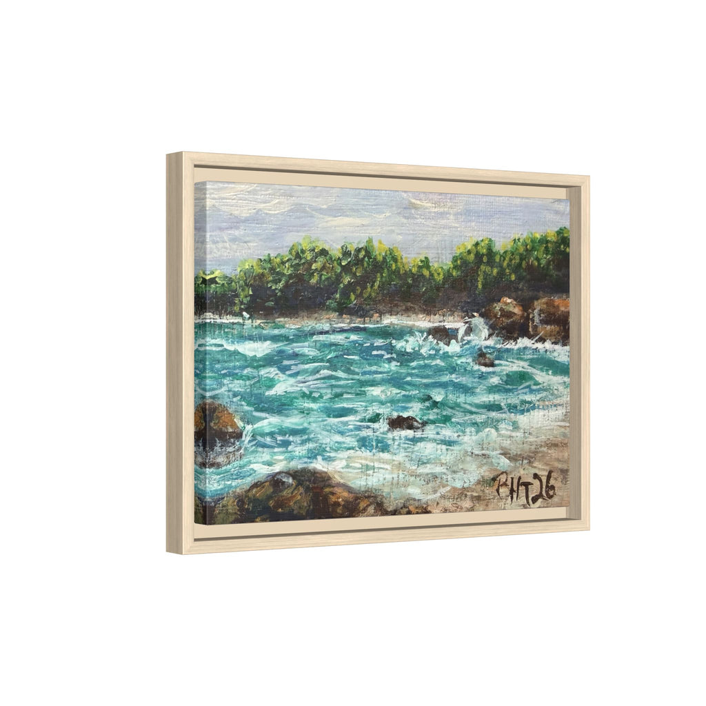 Framed Matte Canvas Print — Down By The Bay Print of Original - Turquoise Ocean Seascape Painting