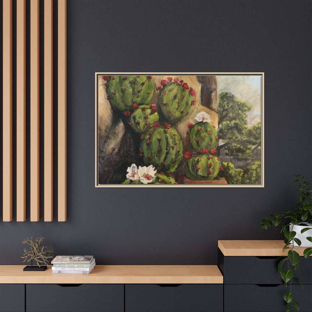 Matte Canvas Print of Original Desert Bloom, Framed (Multi-color)