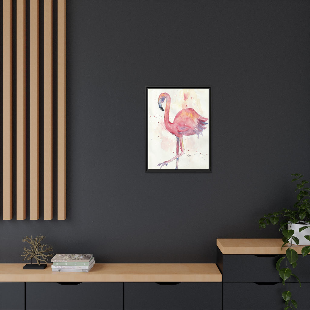 Watercolor Flamingo Dance Matte Canvas Framed Art Print of Original