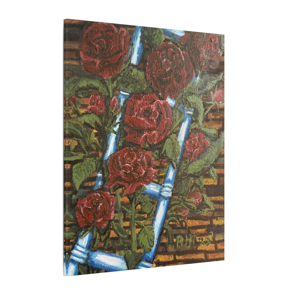 Climbing Roses Canvas Wall Art Print of Original- Stretched Matte Floral Painting