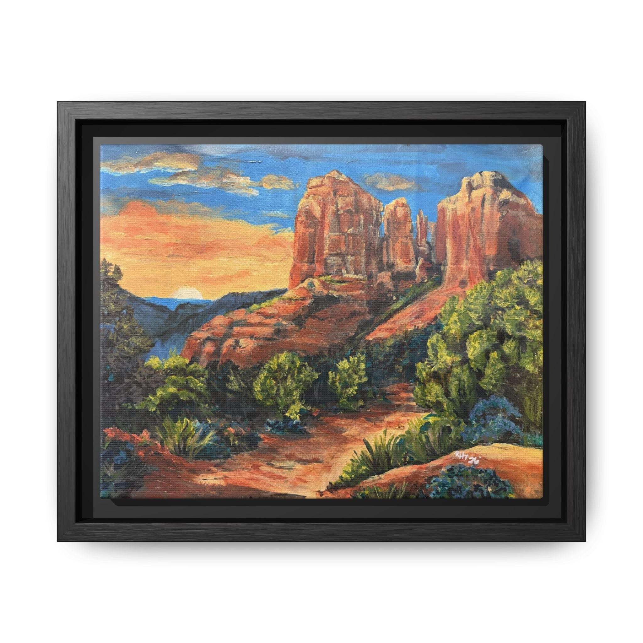 Framed Matte Canvas Desert Path Landscape Wall Art Print of Original
