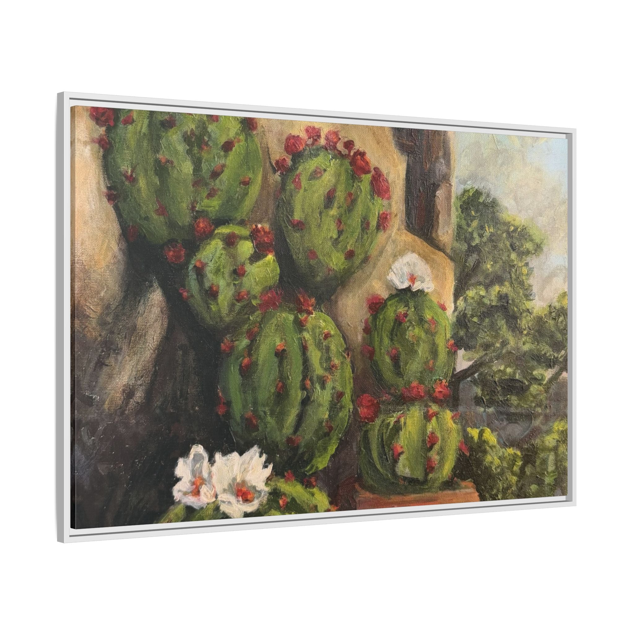 Matte Canvas Print of Original Desert Bloom, Framed (Multi-color)