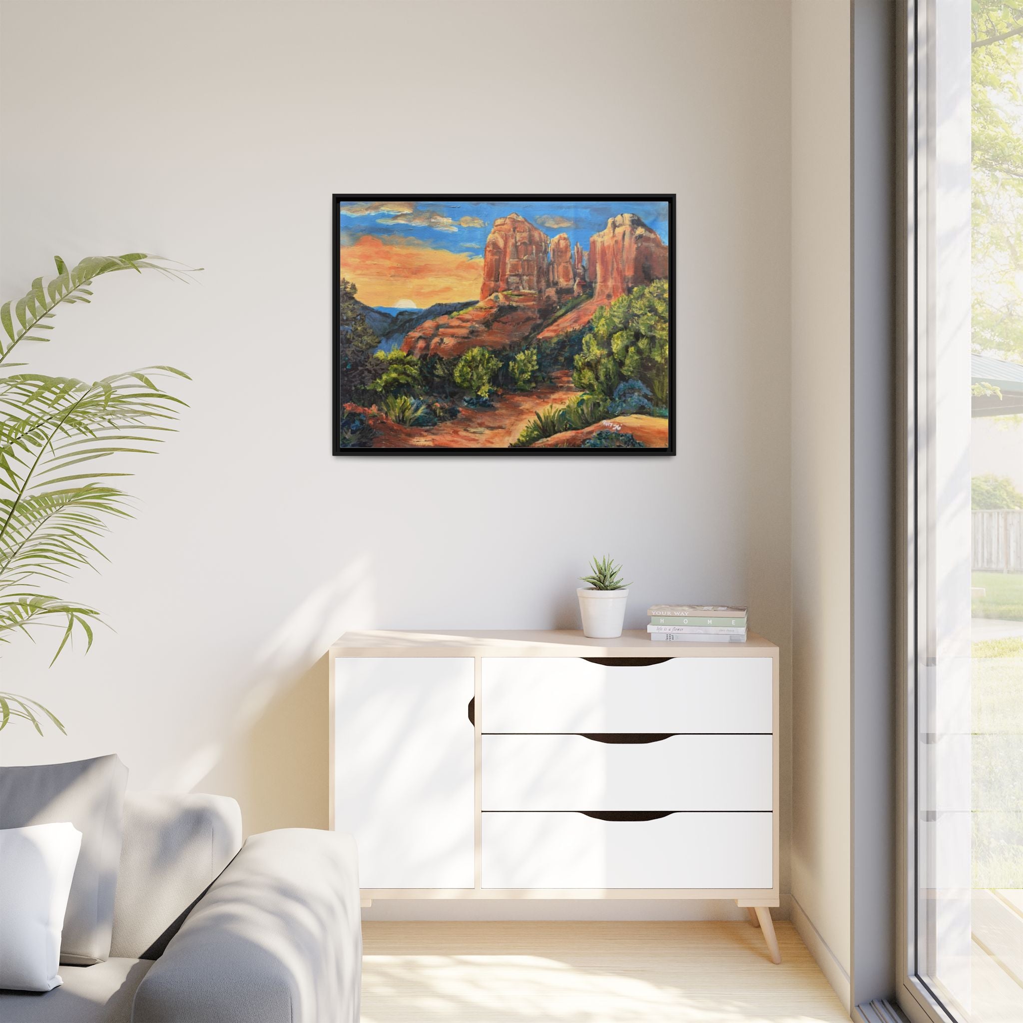 Framed Matte Canvas Desert Path Landscape Wall Art Print of Original