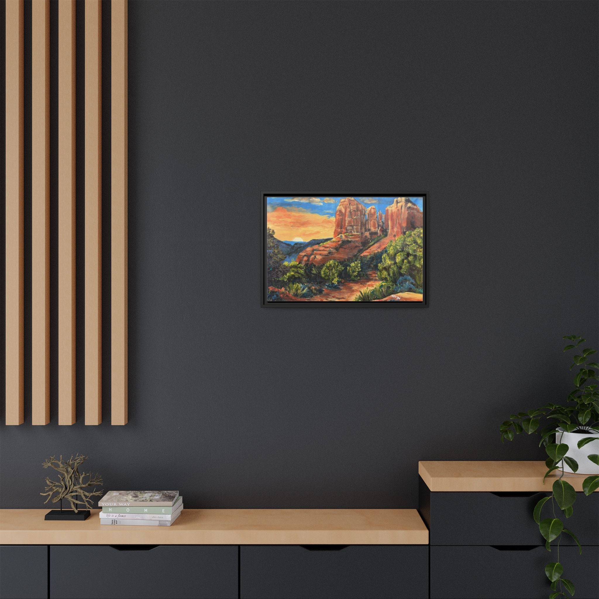 Framed Matte Canvas Desert Path Landscape Wall Art Print of Original