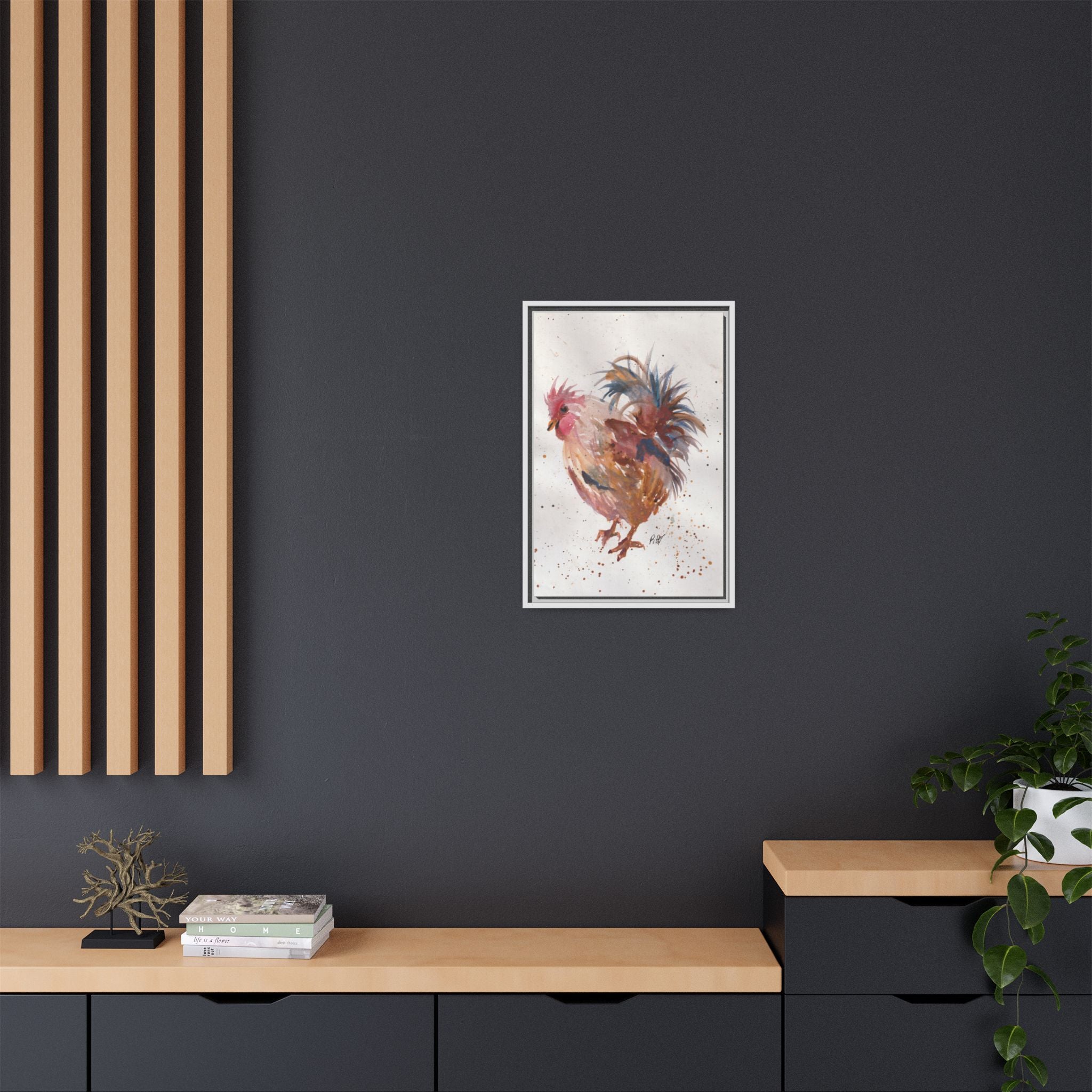 Watercolor Matte Canvas Print of Original Henrietta — Framed Farmhouse Wall Art