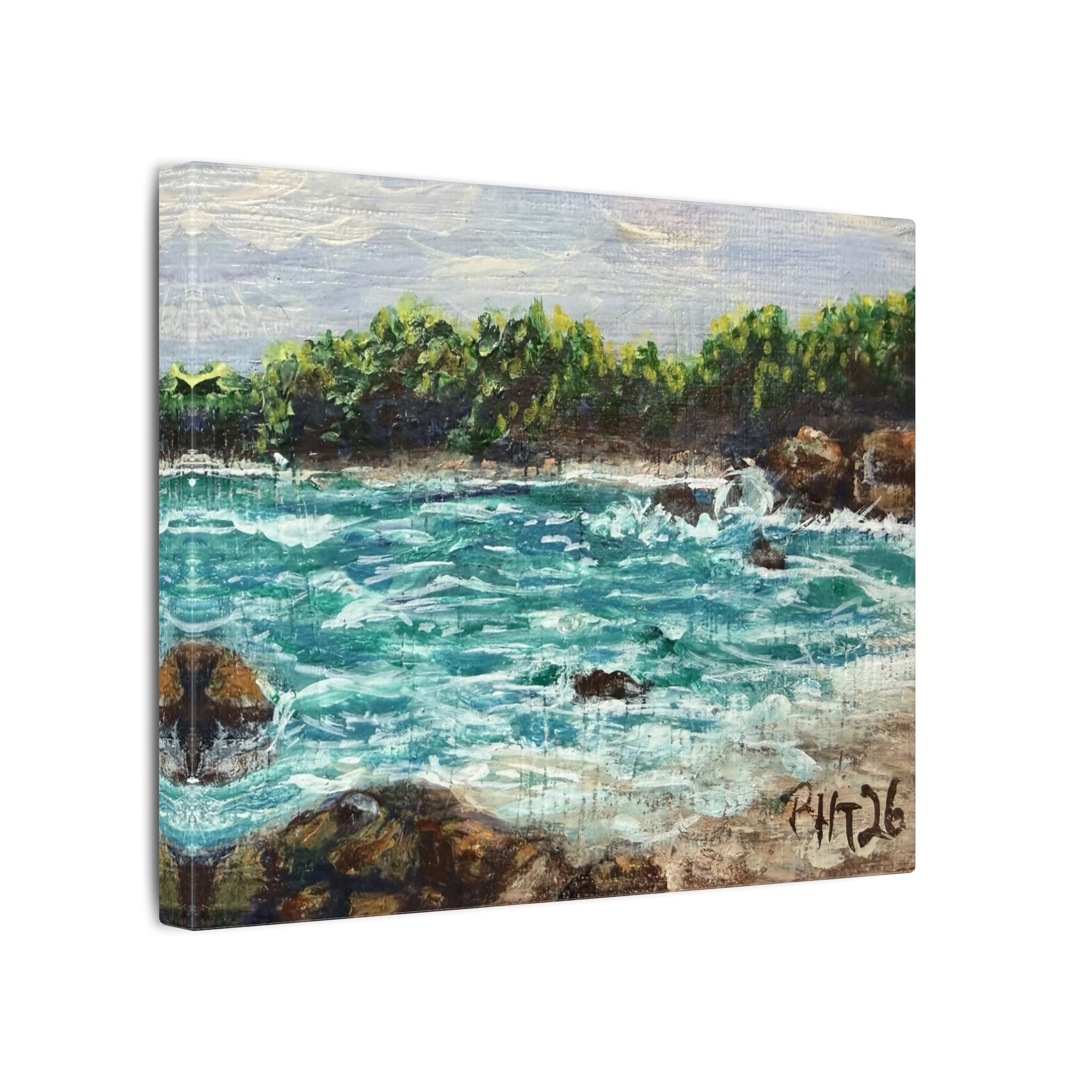 Down By The Bay Canvas Print of Original — Turquoise Waves Beach Wall Art