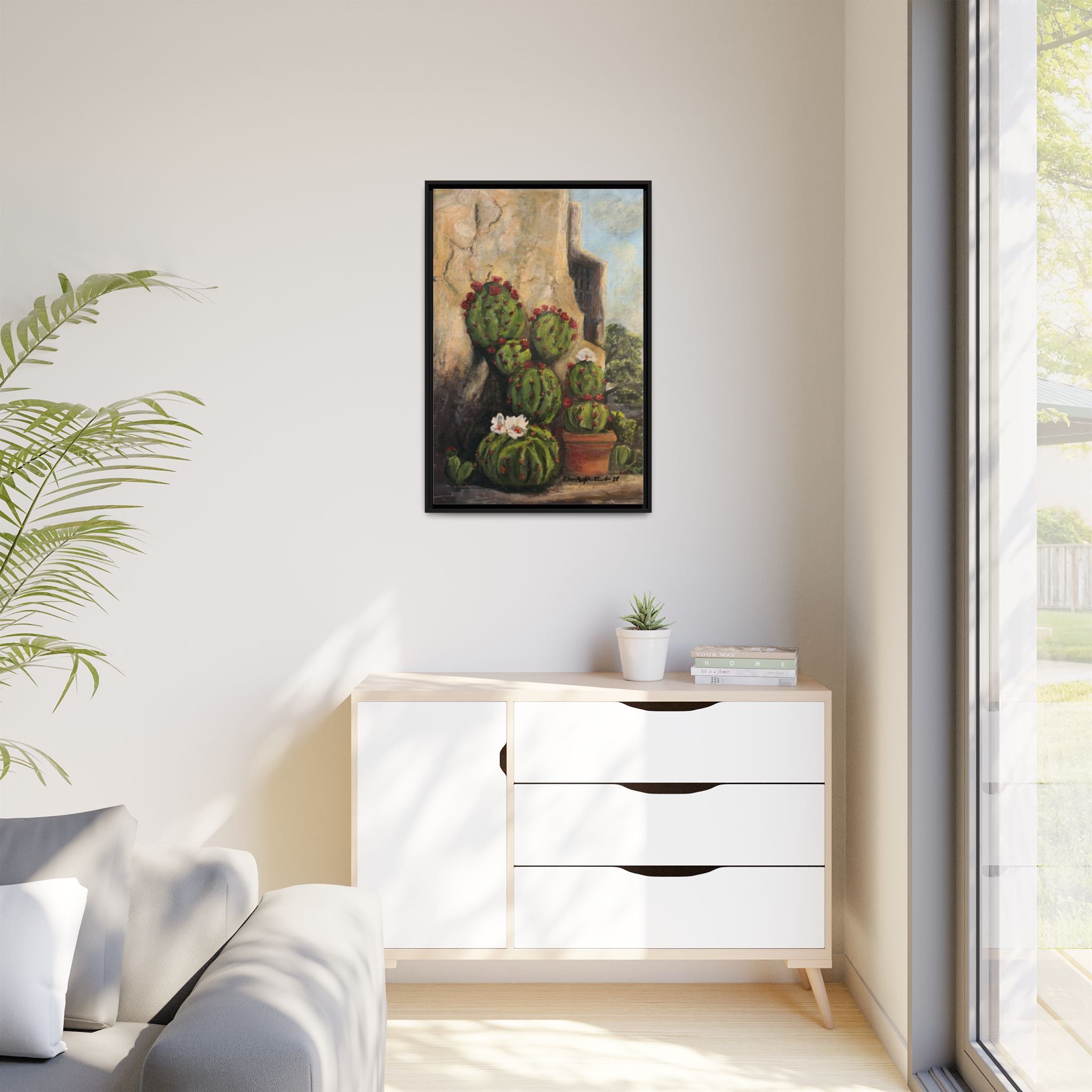 Matte Canvas Print of Original Desert Bloom, Framed (Multi-color)