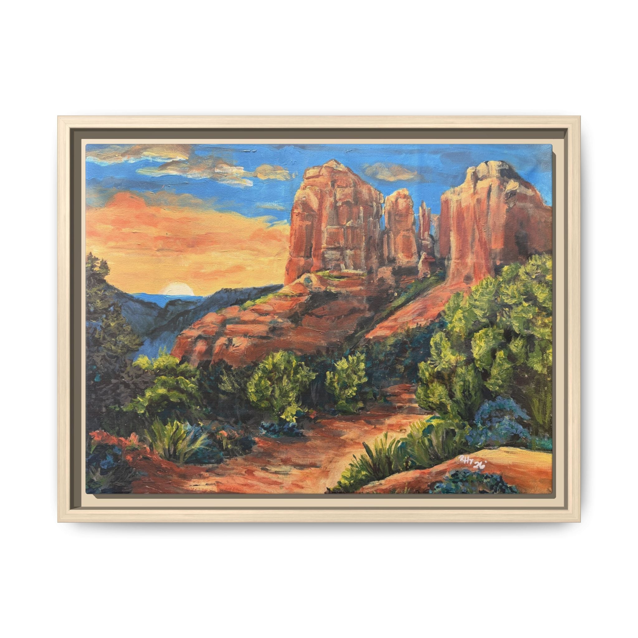 Framed Matte Canvas Desert Path Landscape Wall Art Print of Original