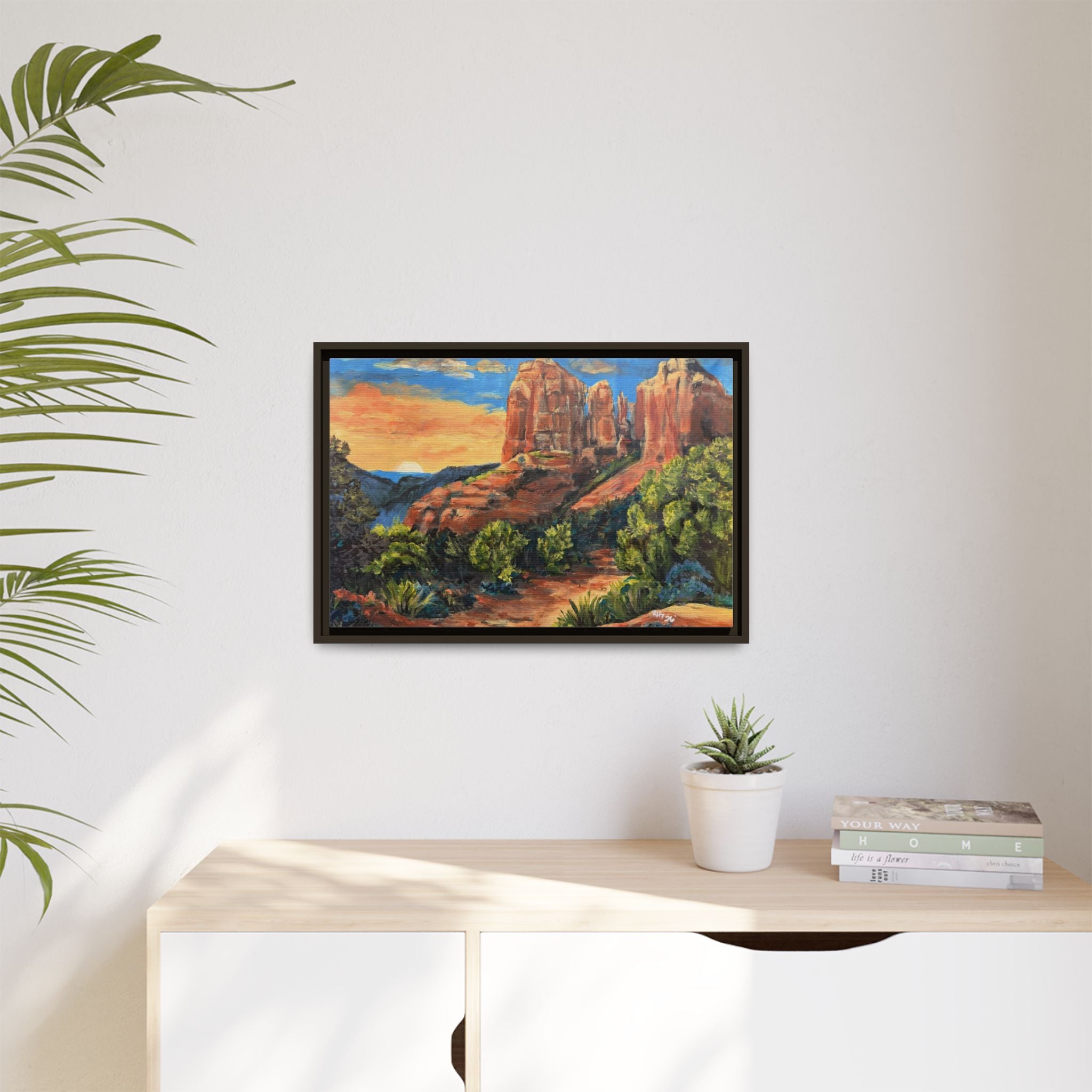 Framed Matte Canvas Desert Path Landscape Wall Art Print of Original