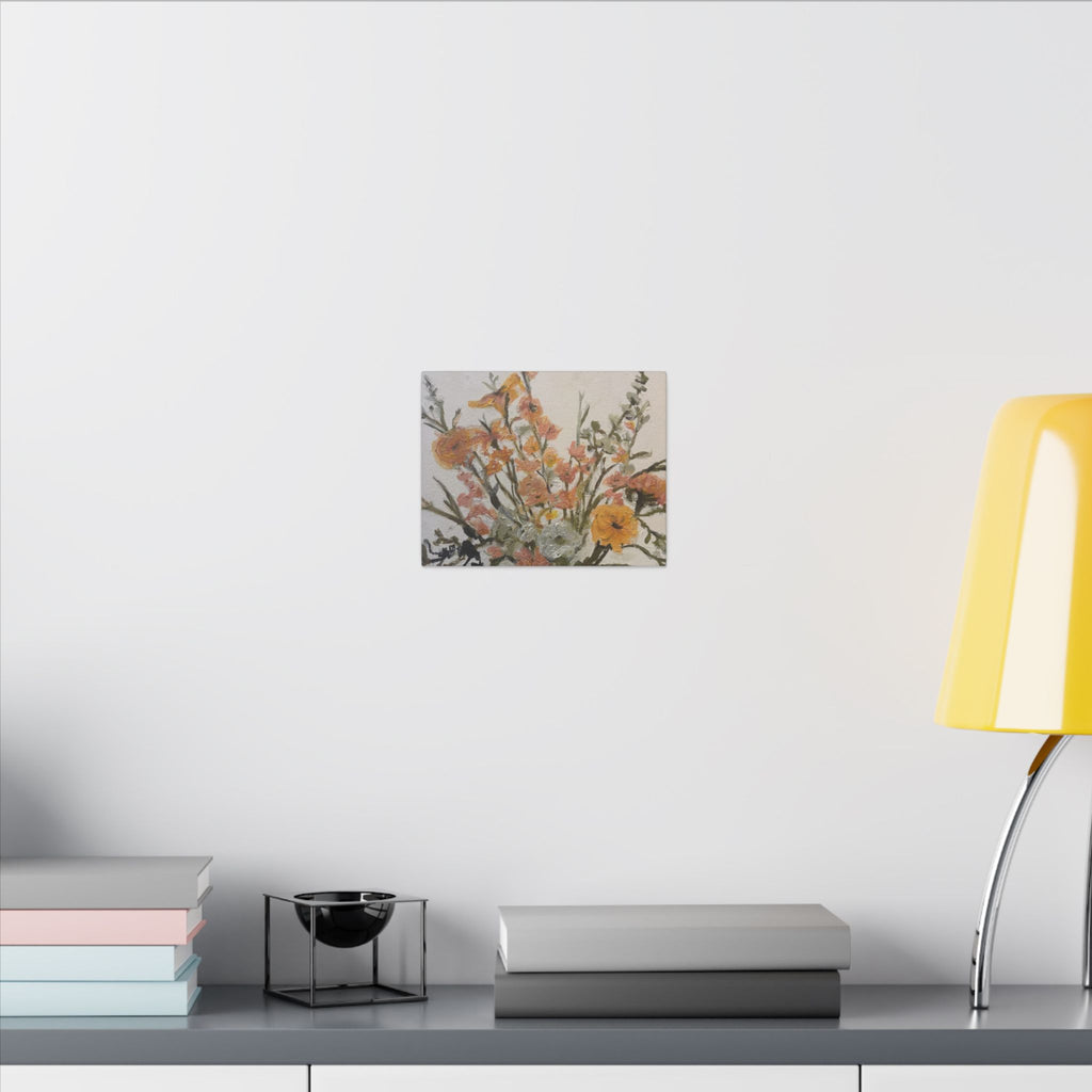 Flowers in Glass Jar Matte Canvas Print of Original— Rustic Cottage Wall Art