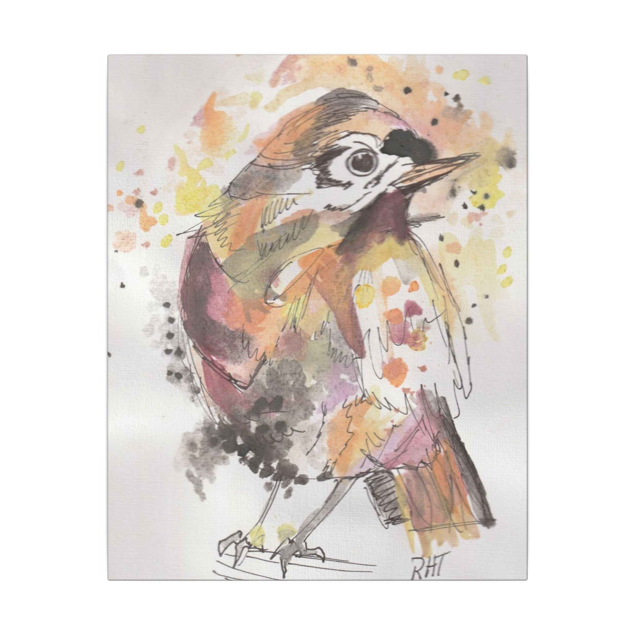 Carolina Wren Canvas Print of Original— Colorful Songbird Wall Art